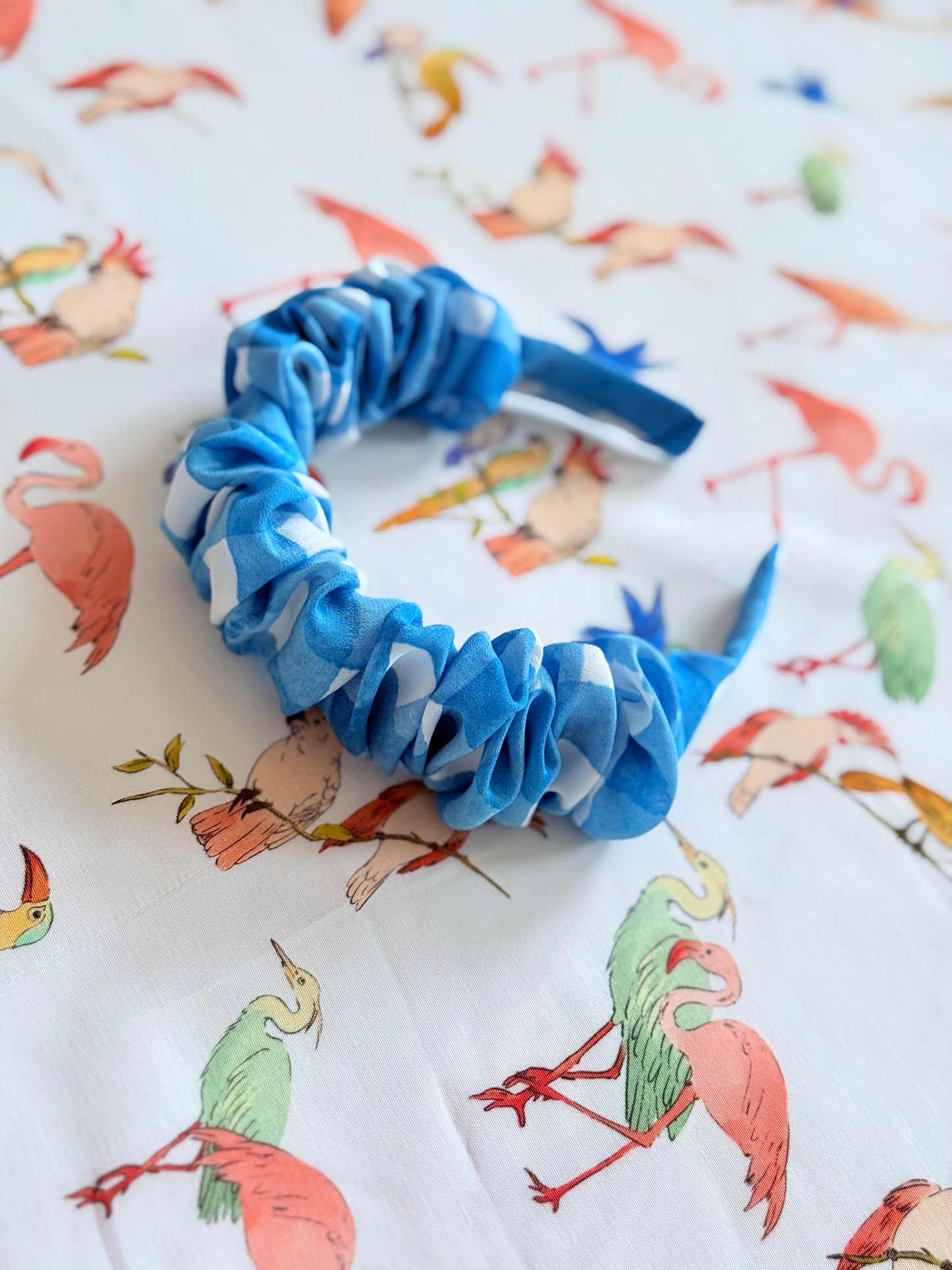 Diadema Scrunchie Vichy Azul