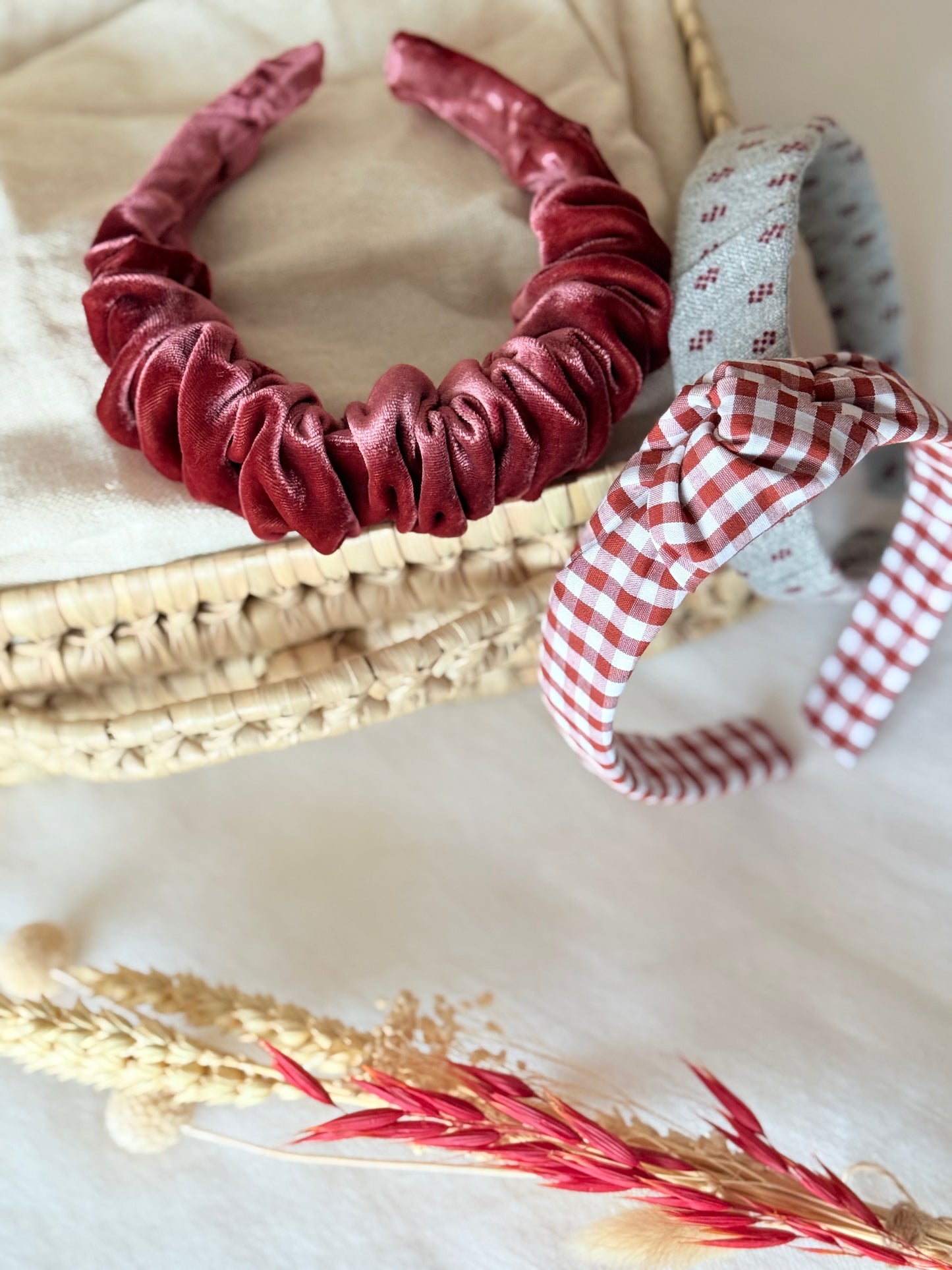 Diadema Nudo Vichy Granate