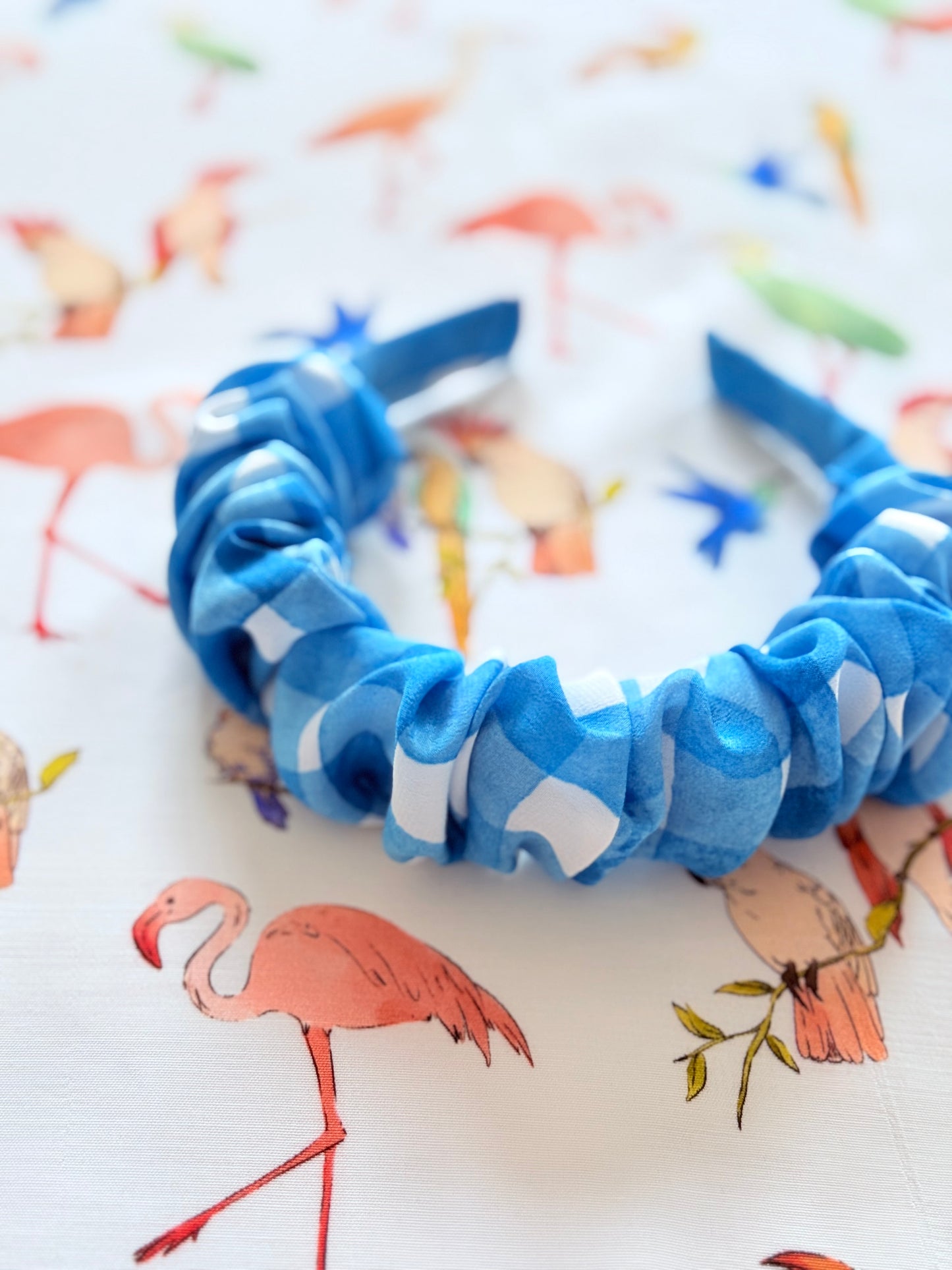 Diadema Scrunchie Vichy Azul