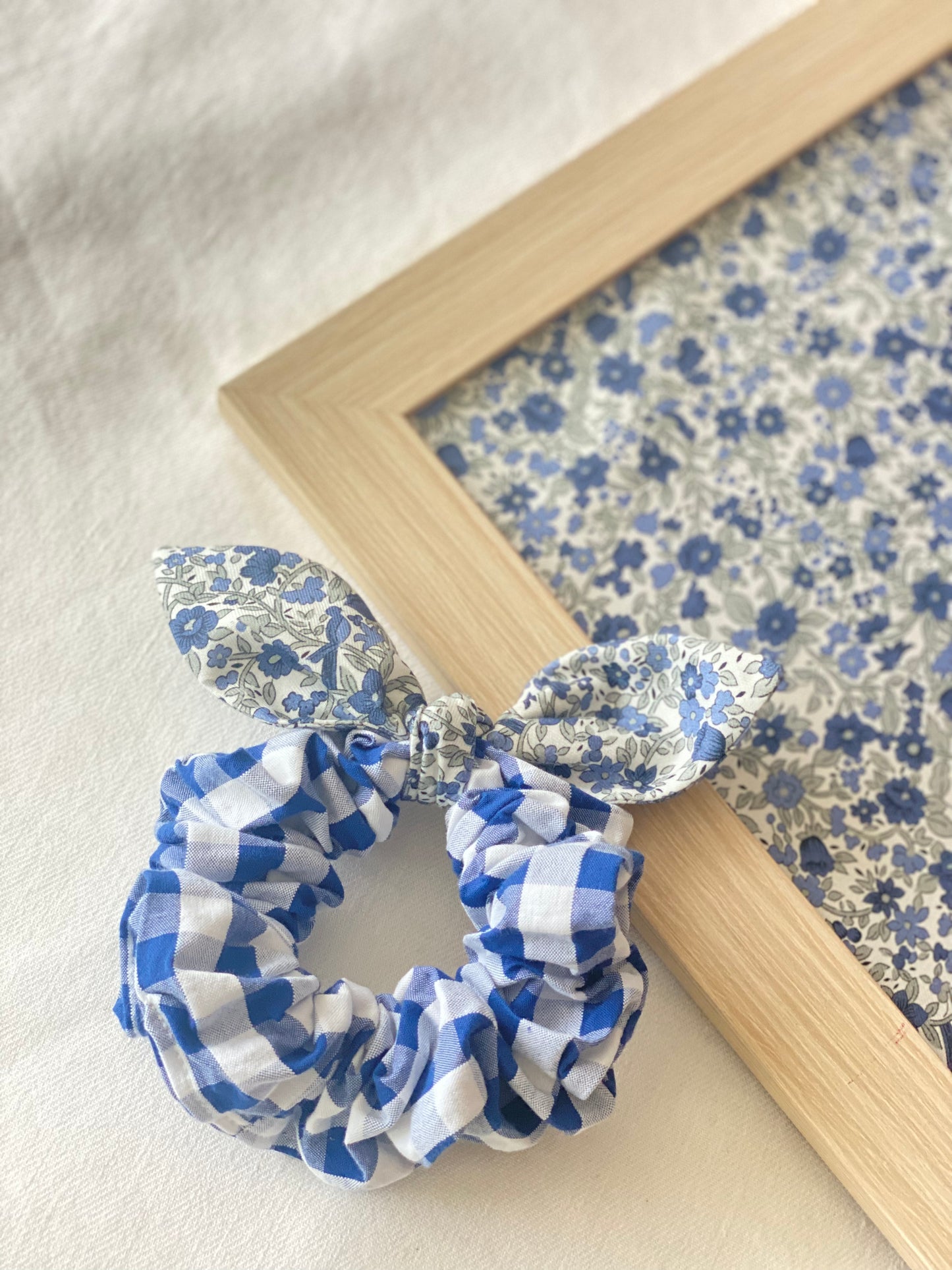 Scrunchie Orejitas Vichy y Greenwich