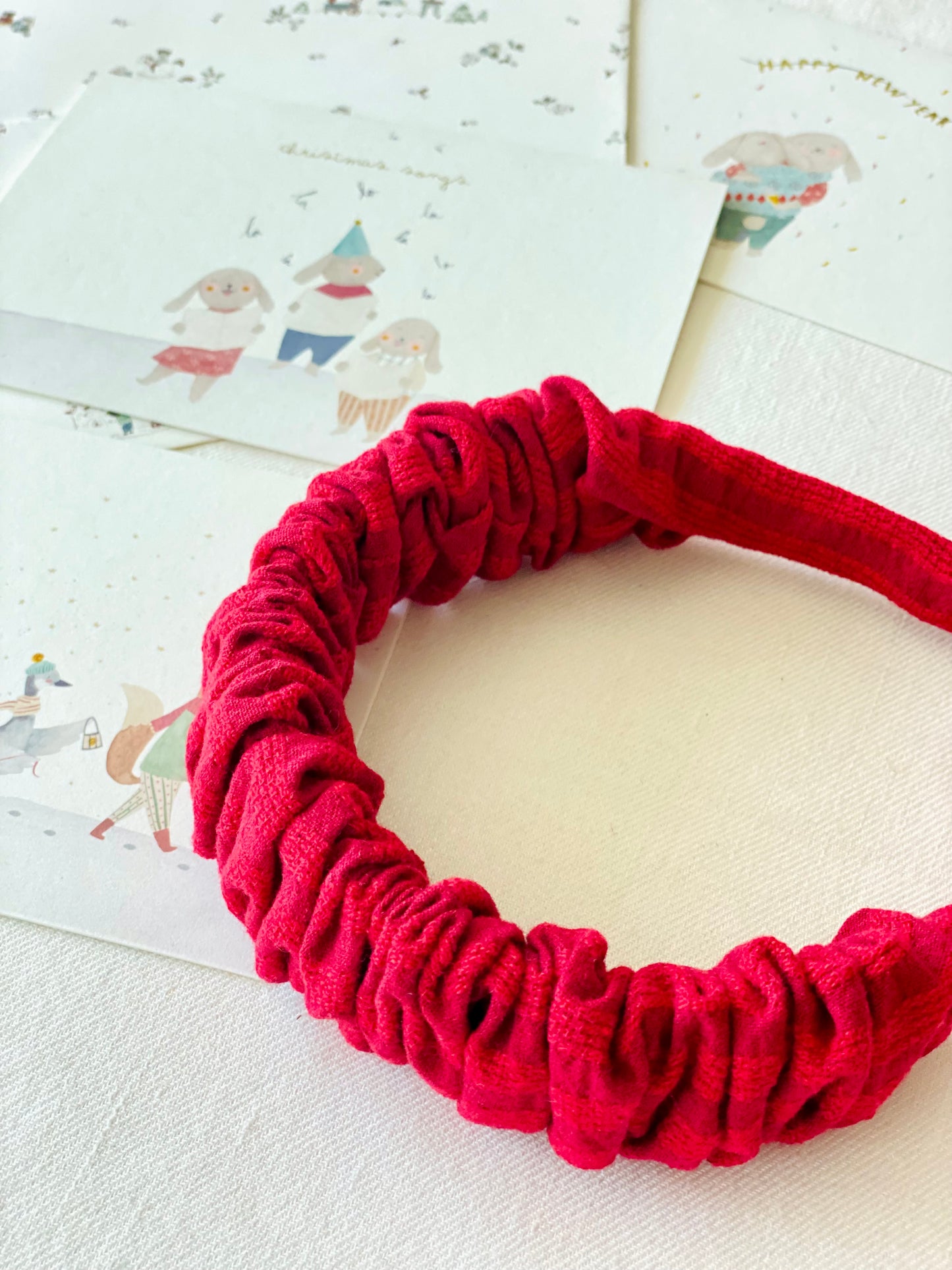 Diadema Scrunchie Rojo Oscuro Brillos