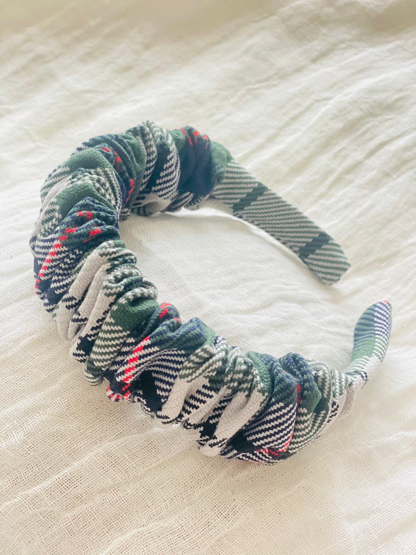 Diadema Scrunchie Tartan Verde