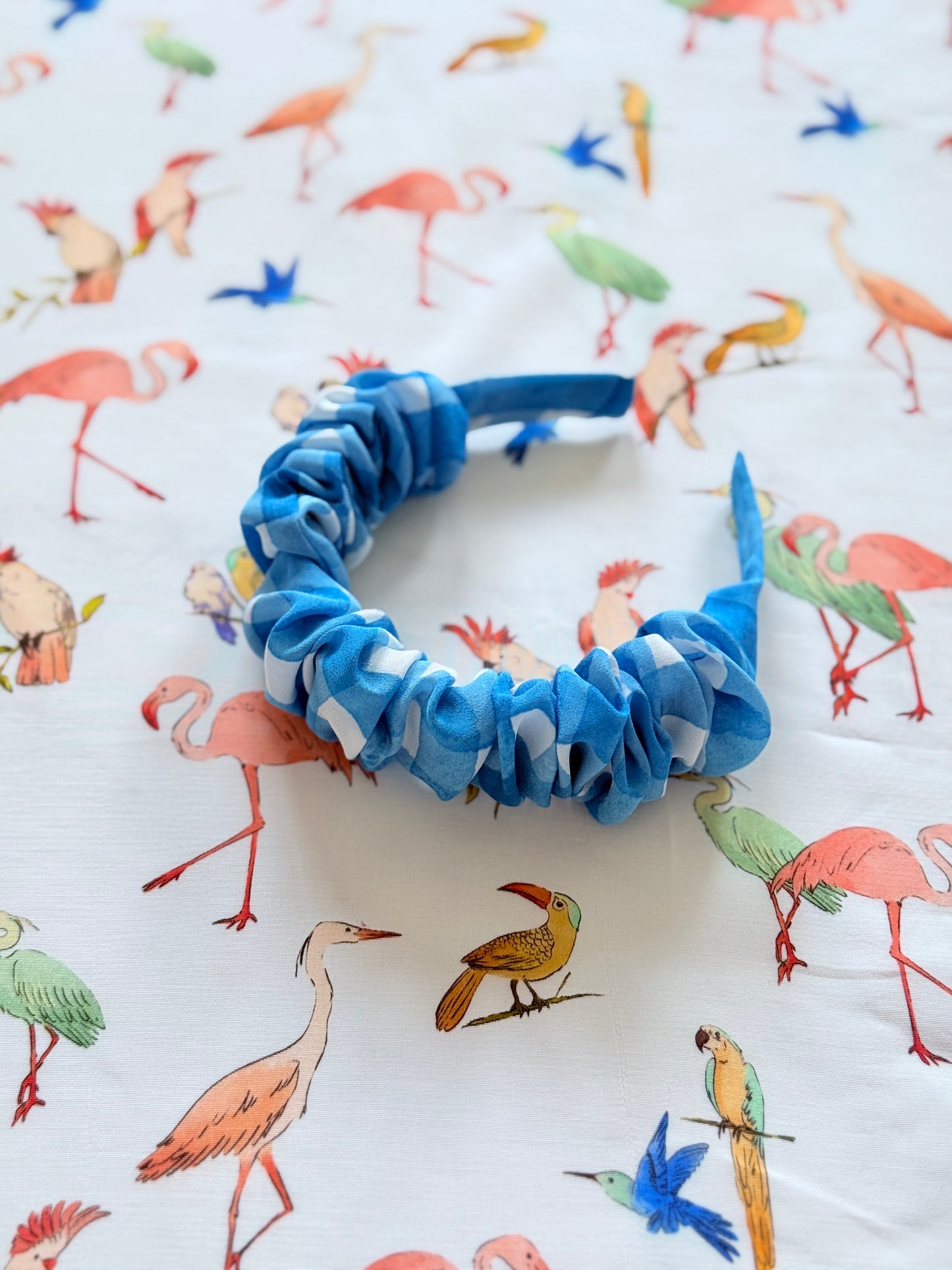 Diadema Scrunchie Vichy Azul