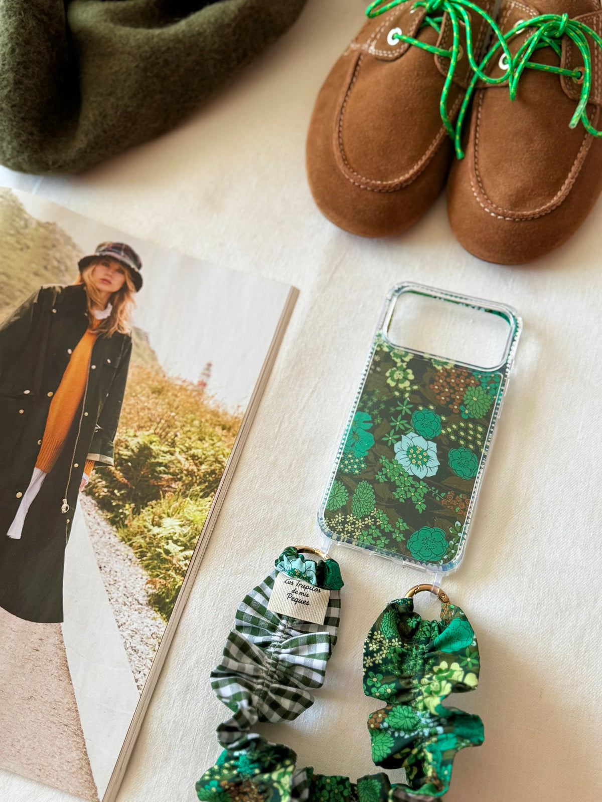 Conjunto Cuelga Movil Rizado Liberty Chantilly y Vichy Verde