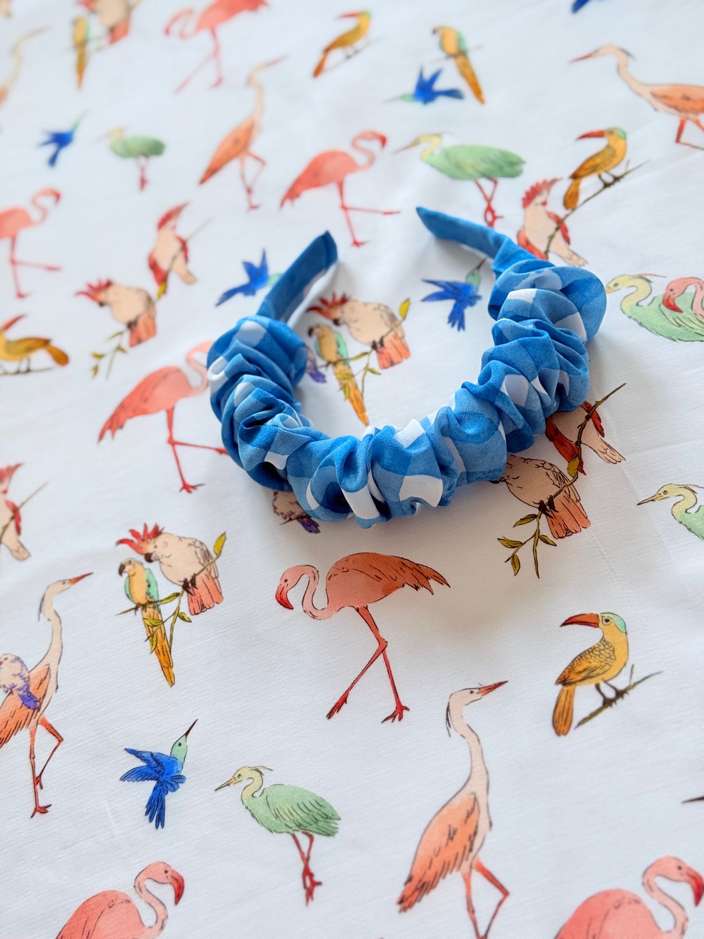 Diadema Scrunchie Vichy Azul