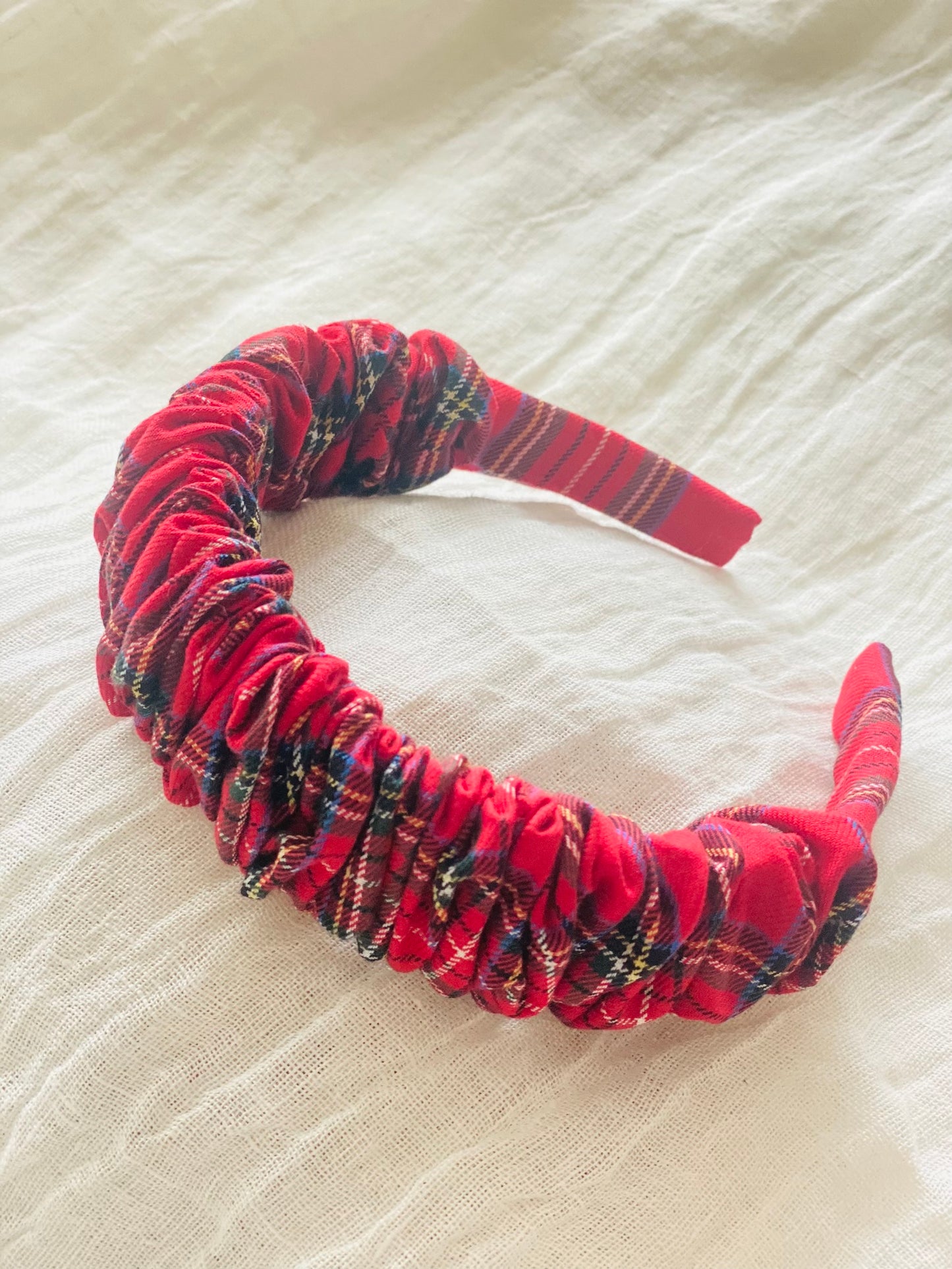 Diadema Scrunchie Tartán Rojo