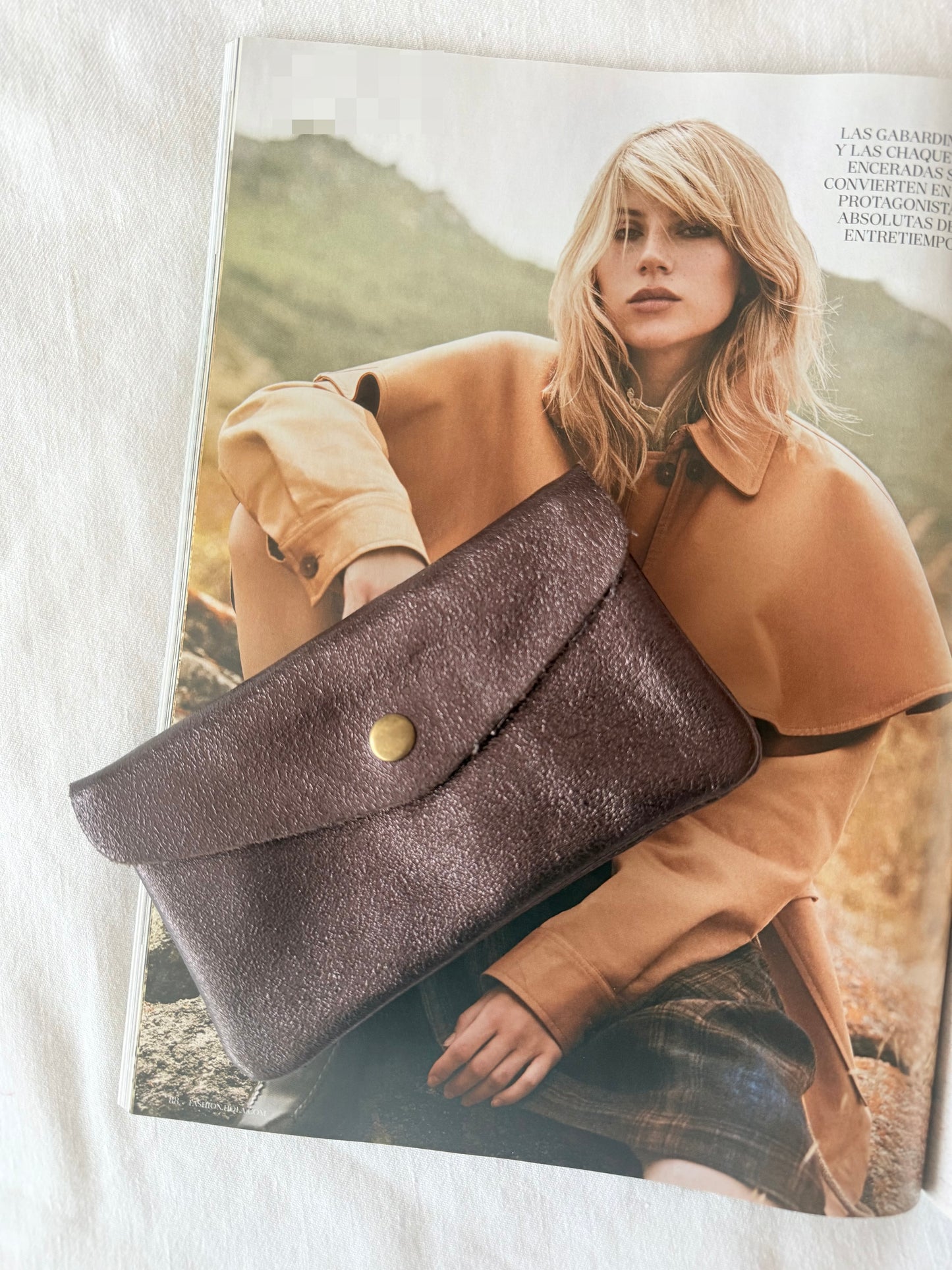 Monedero Grande Metalizado Marrón