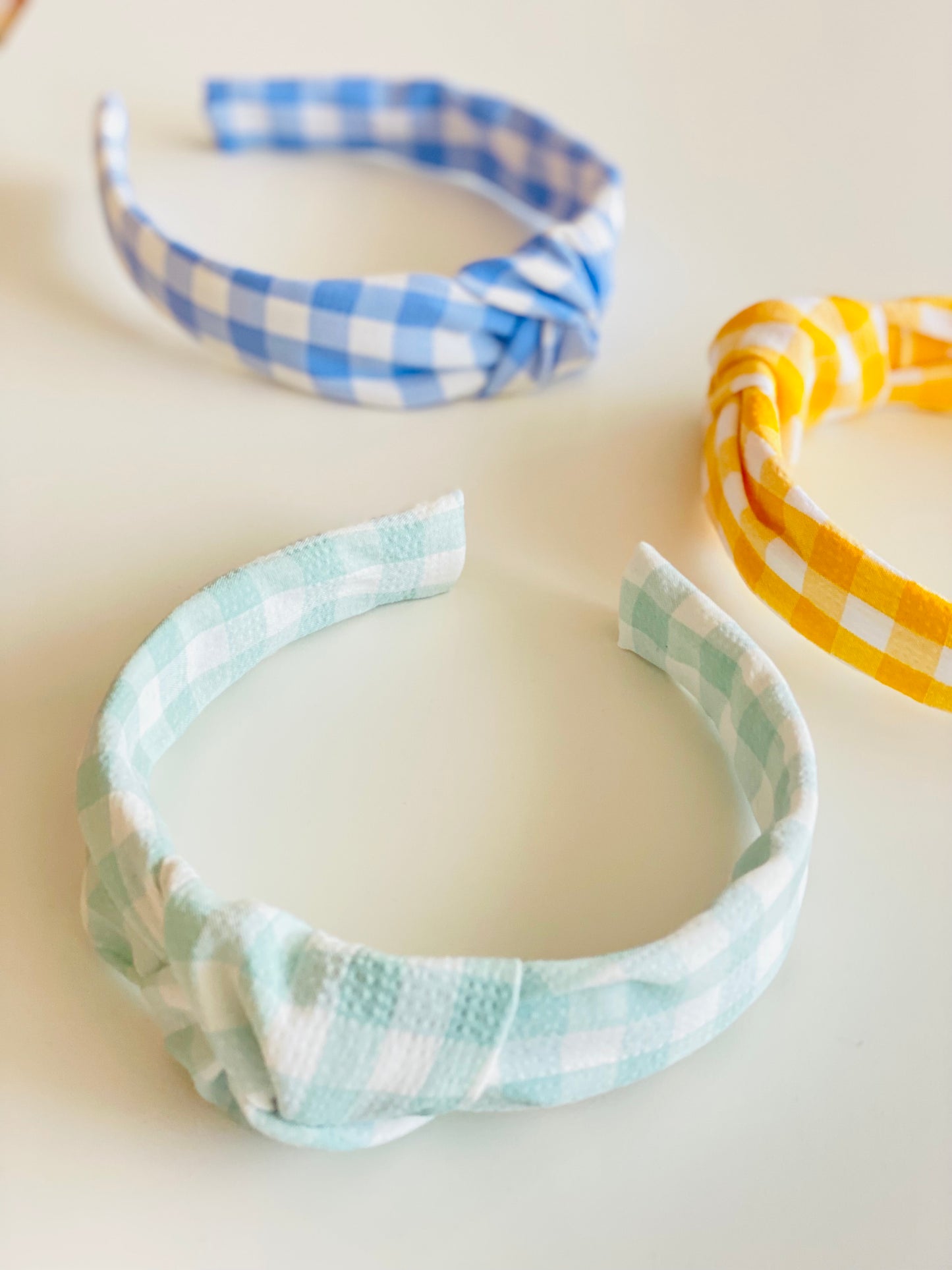 Diadema Nudo Vichy Verde Agua