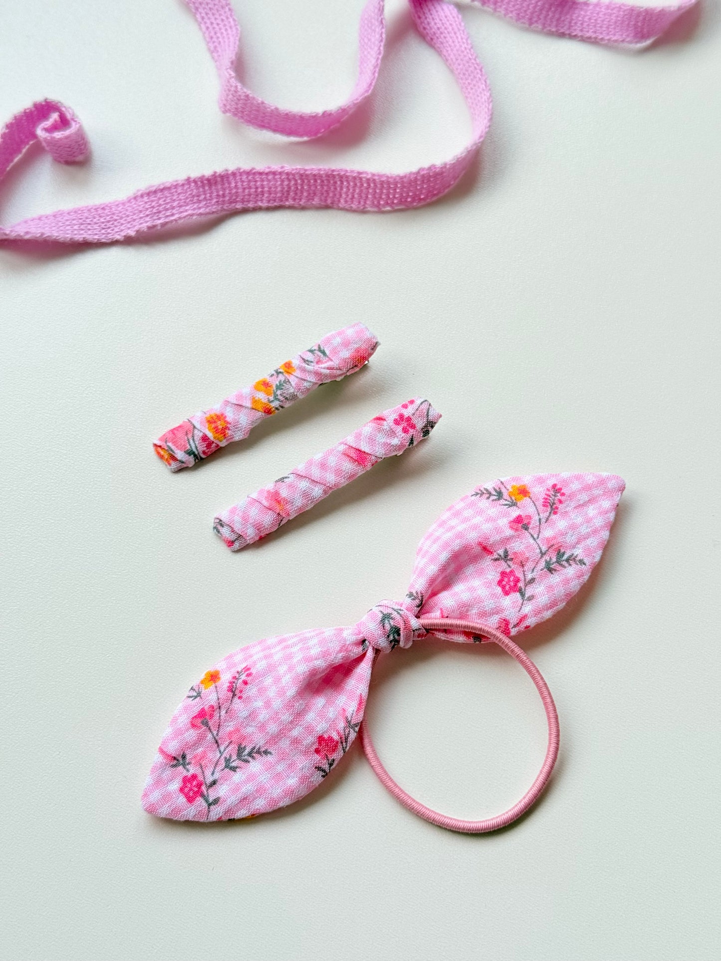 Pack Pinzas Vichy Rosa y Flores