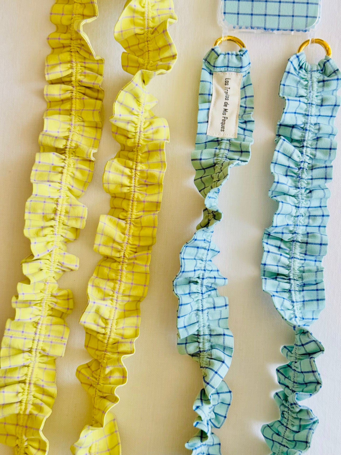 Conjunto Cuelga Movil Rizado Vichy Azul Huevo