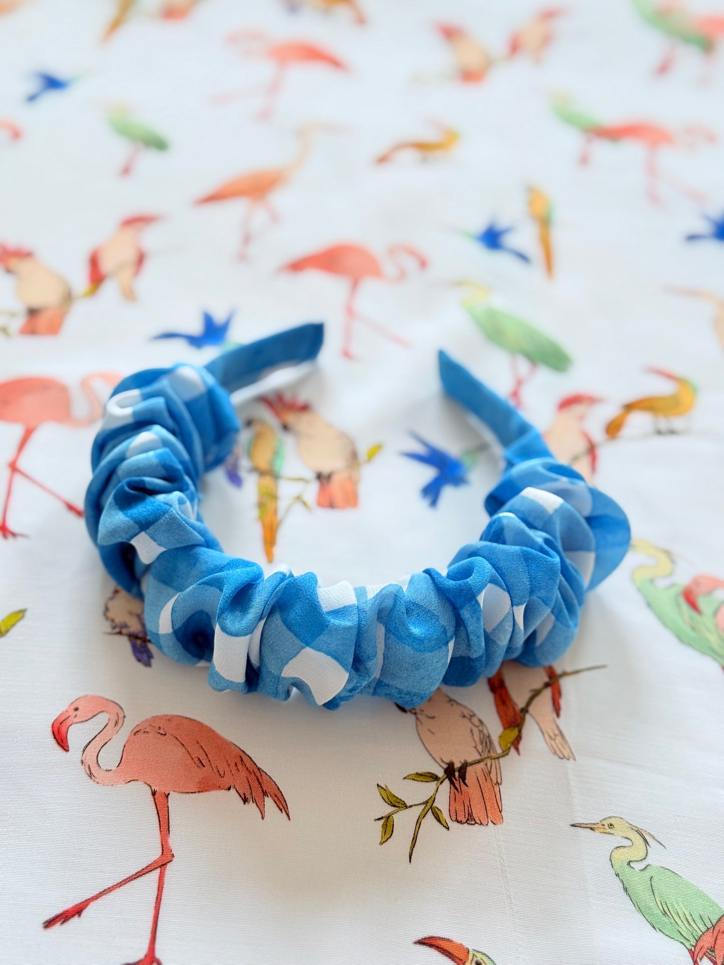 Diadema Scrunchie Vichy Azul