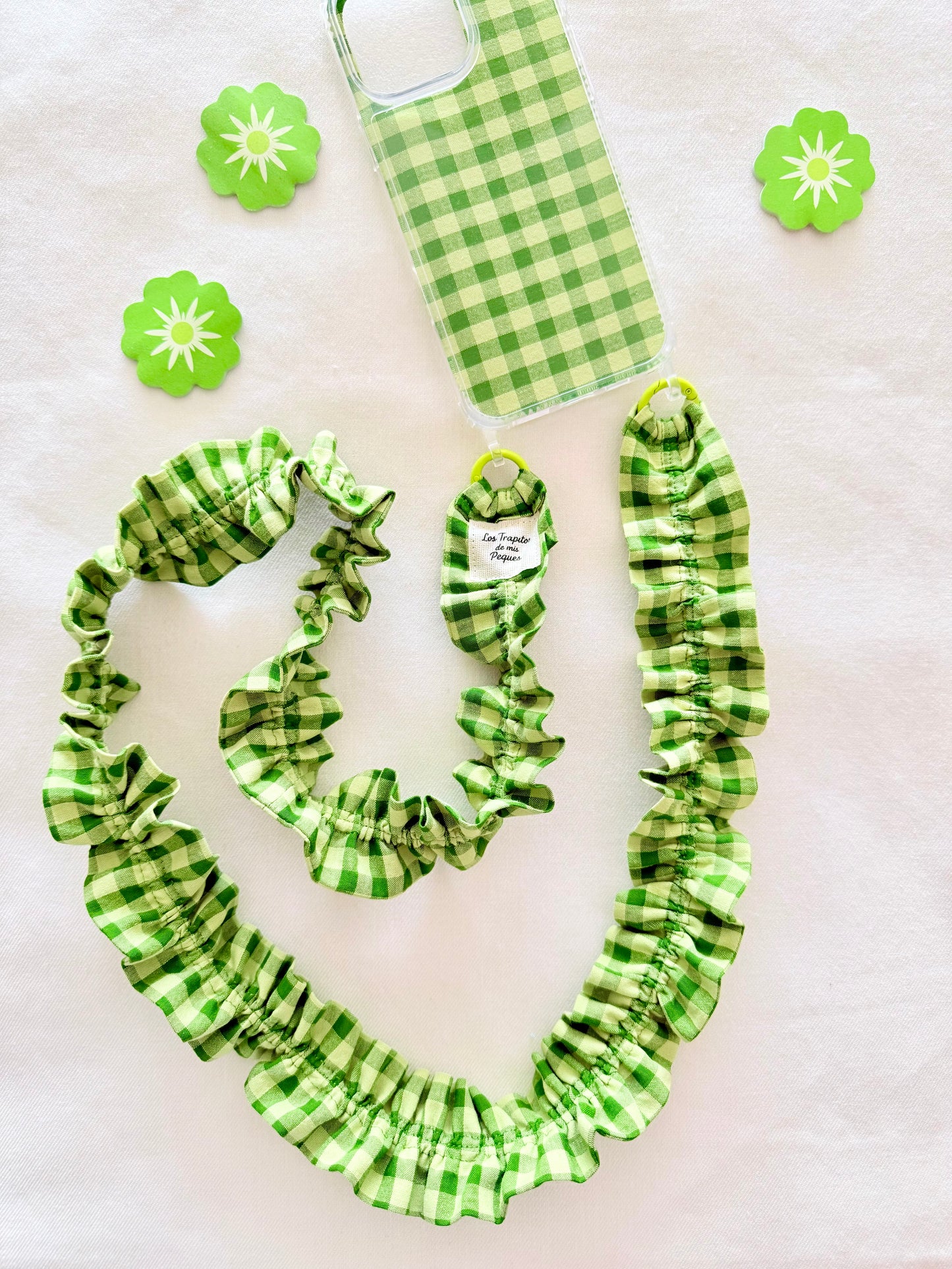 Conjunto Cuelga Movil Rizado Vichy Matcha