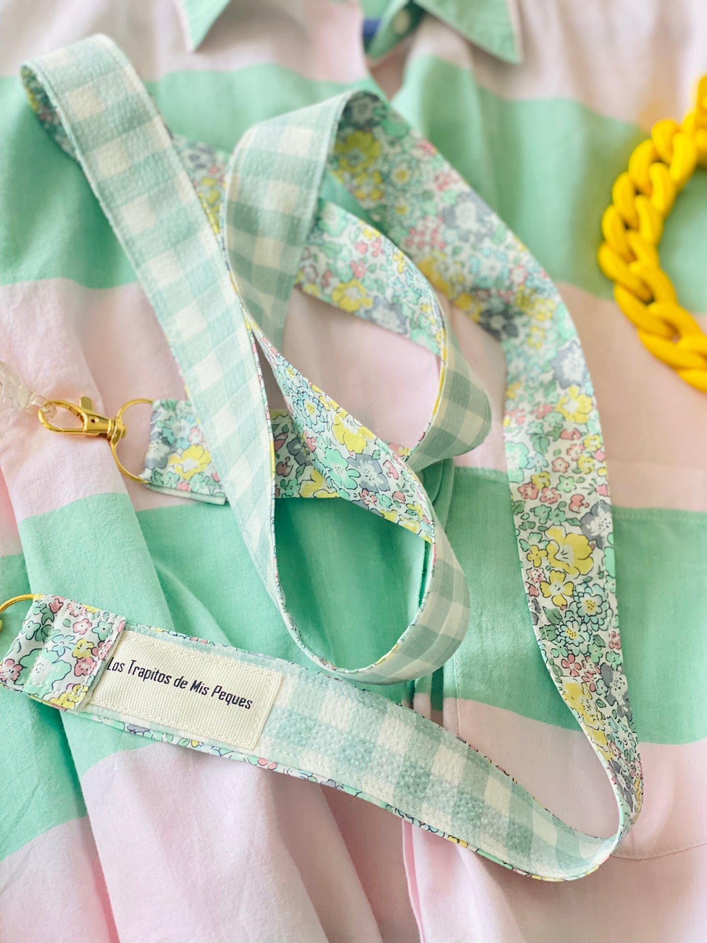 Cuelga Movil Combinado Liberty Michelle Verde y Vichy Menta