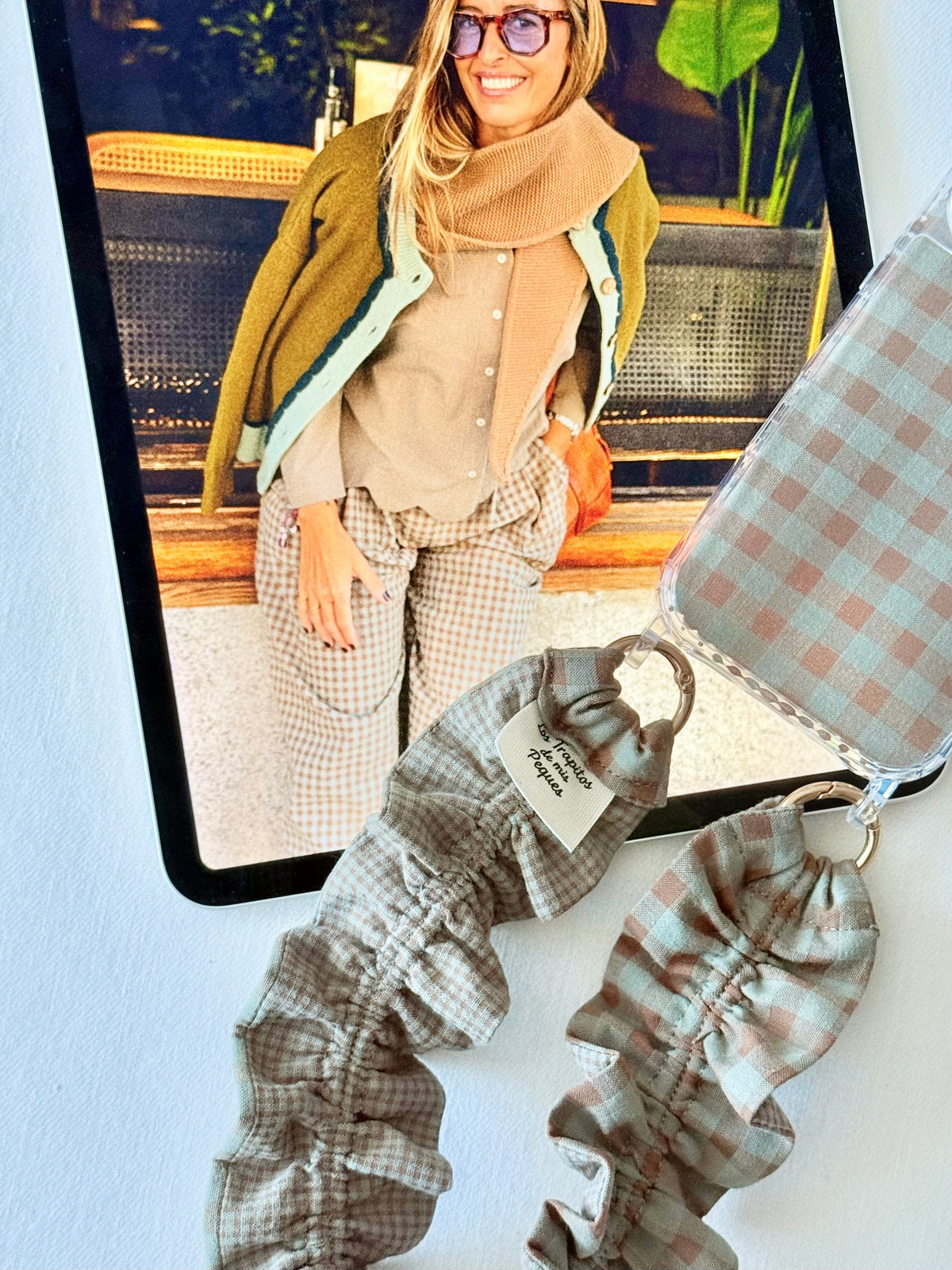 Conjunto Cuelga Móvil Rizado Vichy Mocha
