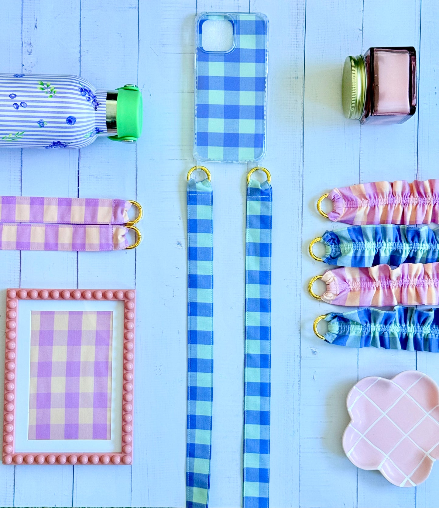 Conjunto Cuelga Movil Vichy Lavanda y Mint