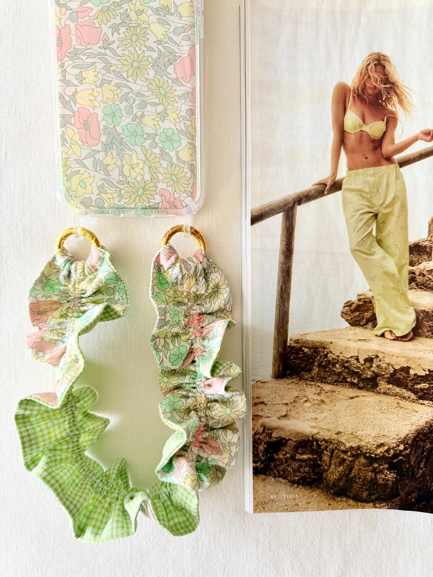Conjunto Cuelga Movil Rizado Corto Liberty Tanna Verde y Vichy