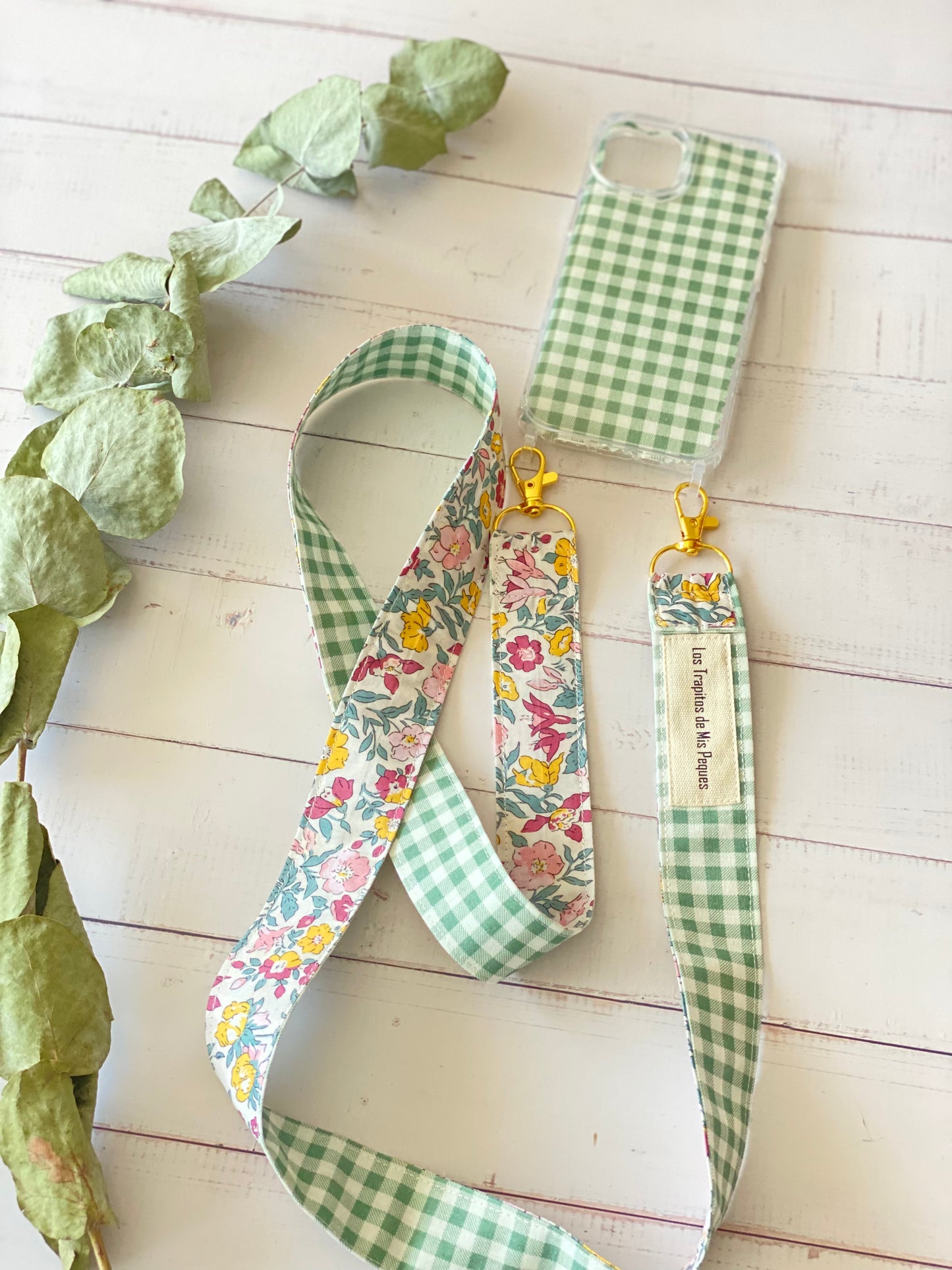 Cuelga Movil Combinado Liberty Guiza y Vichy Verde