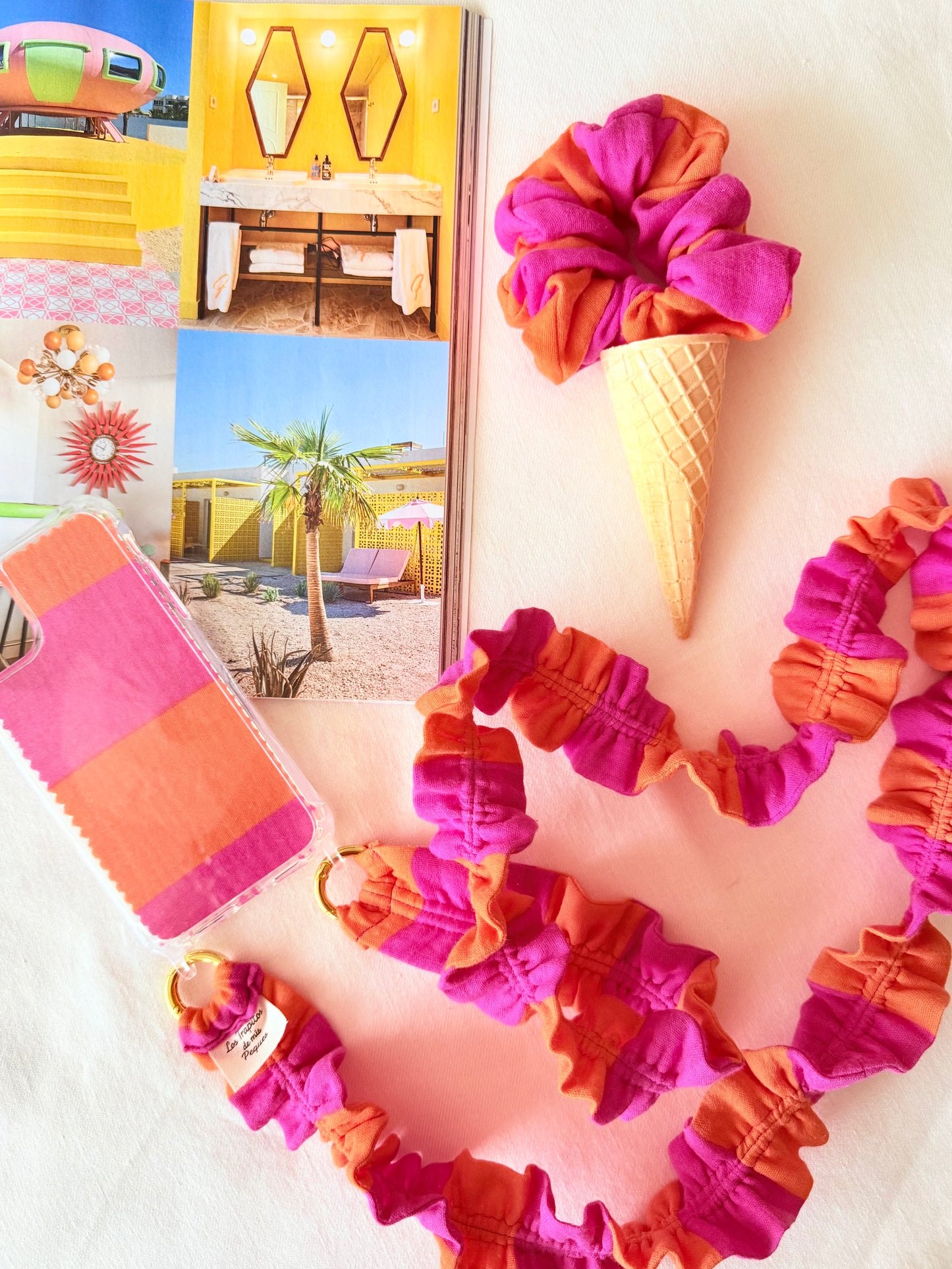 Scrunchie Rayas Fresa y Naranja