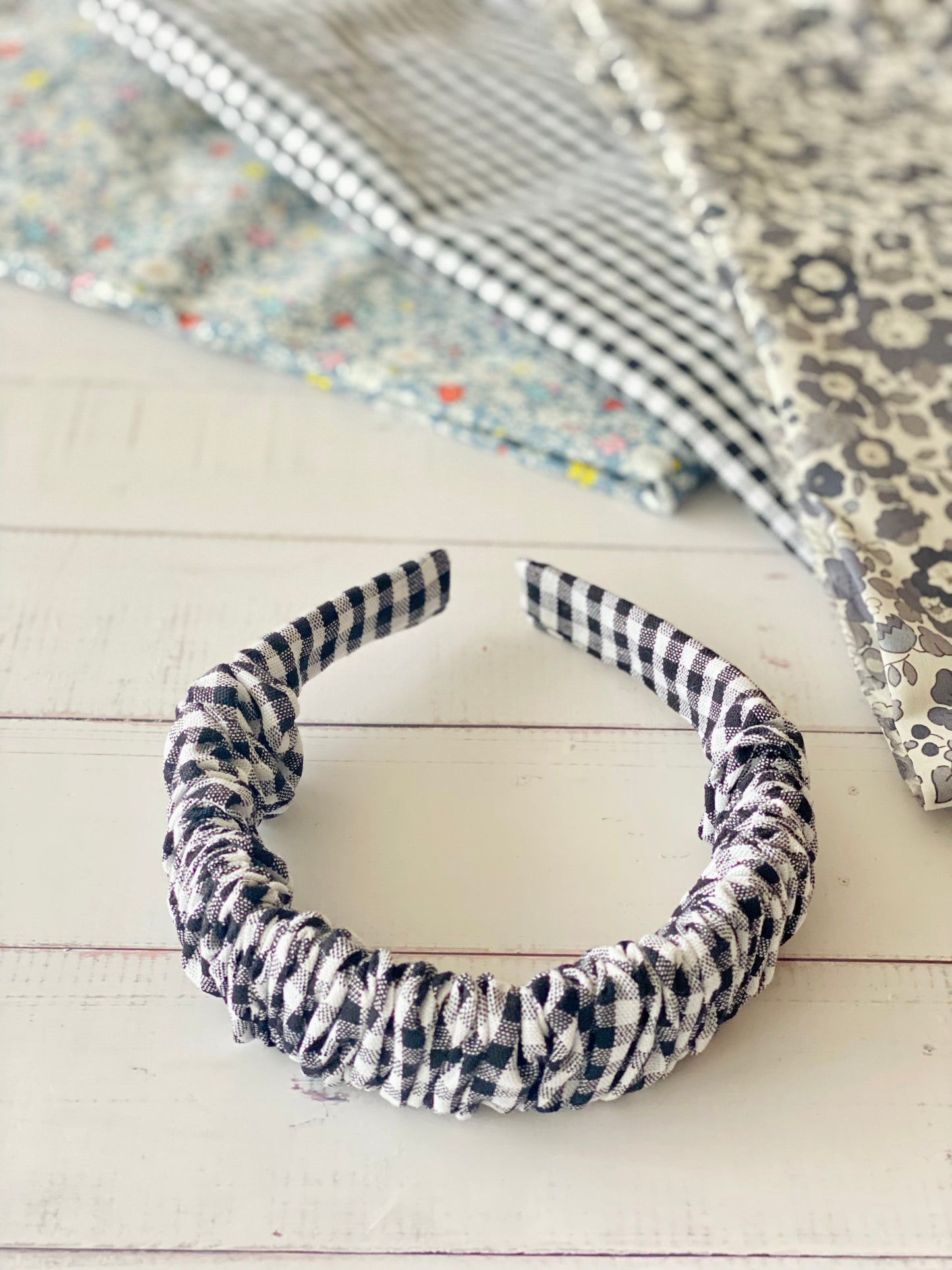 Diadema Scrunchie Vichy Negro