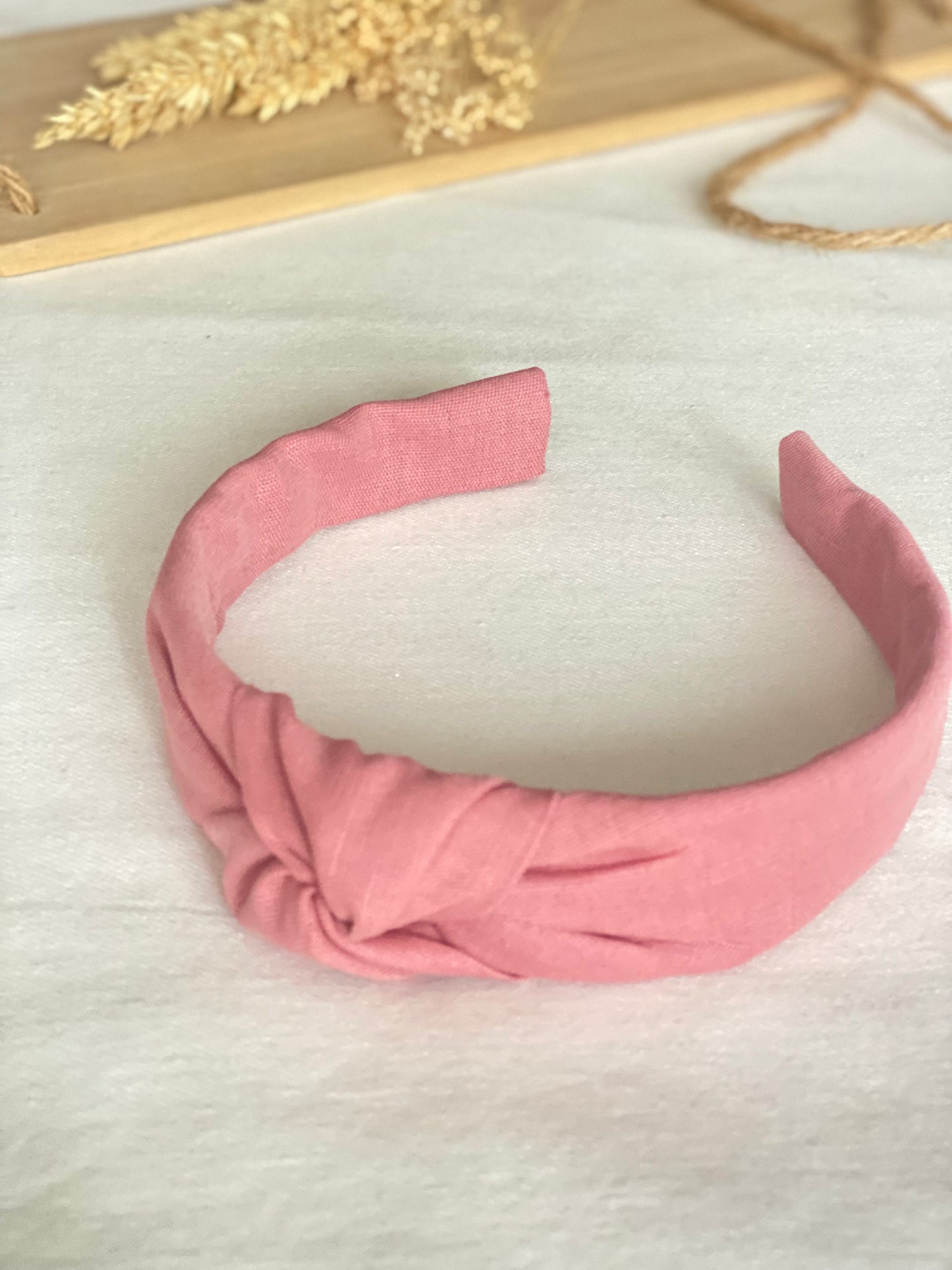 Diadema Nudo Lino Rosa