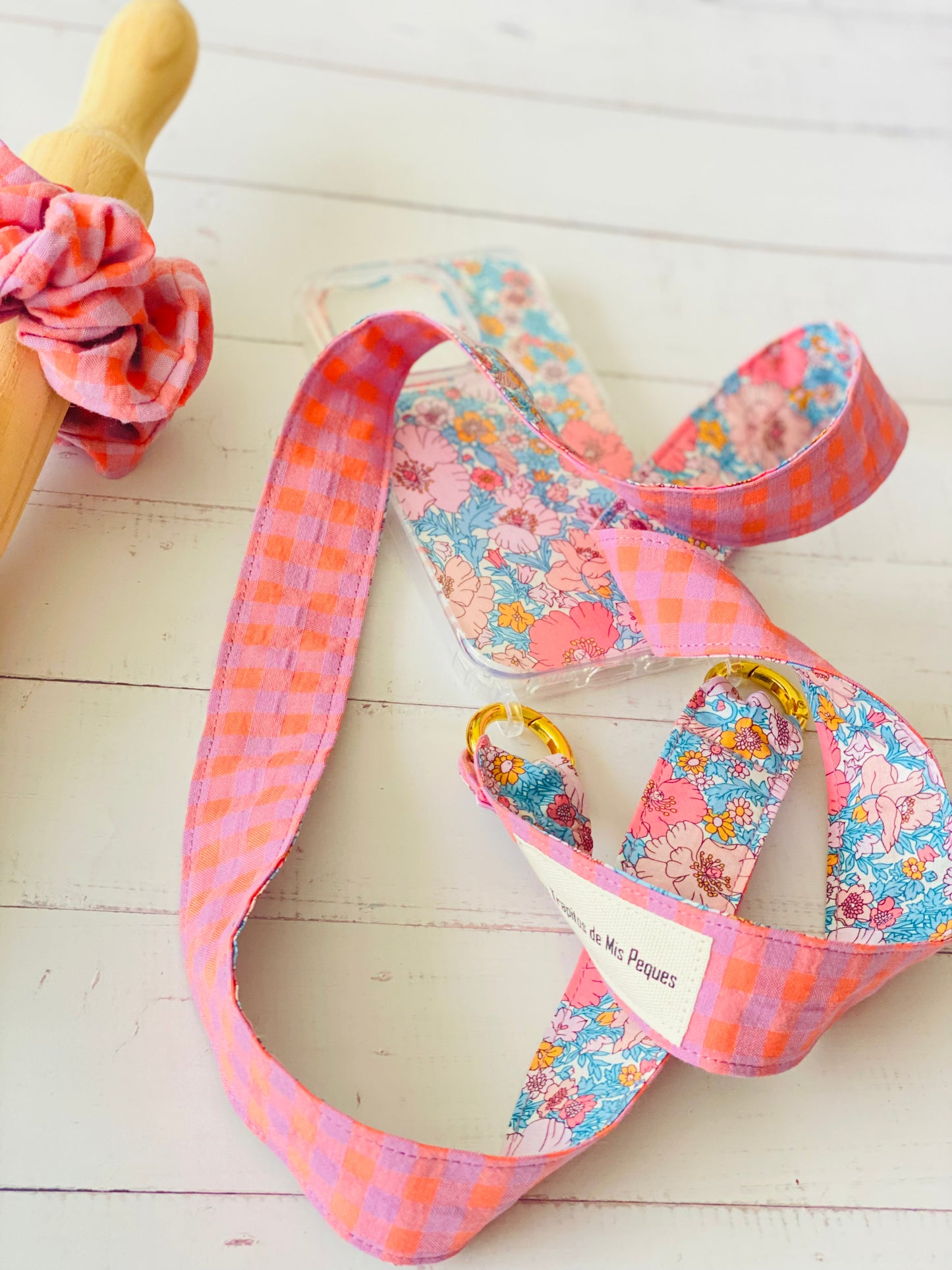 Scrunchie Vichy Lila y Naranja
