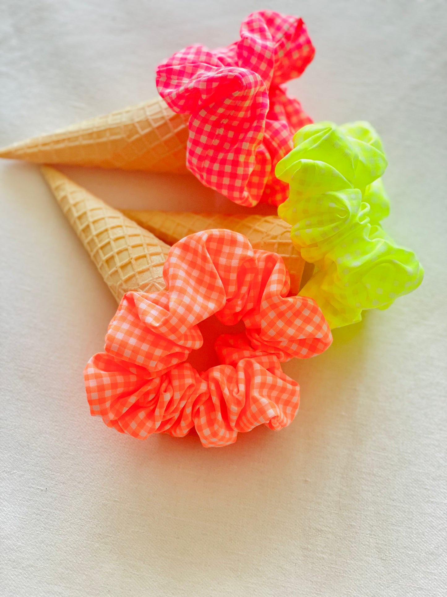 Scrunchie Vichy Naranja Flúor