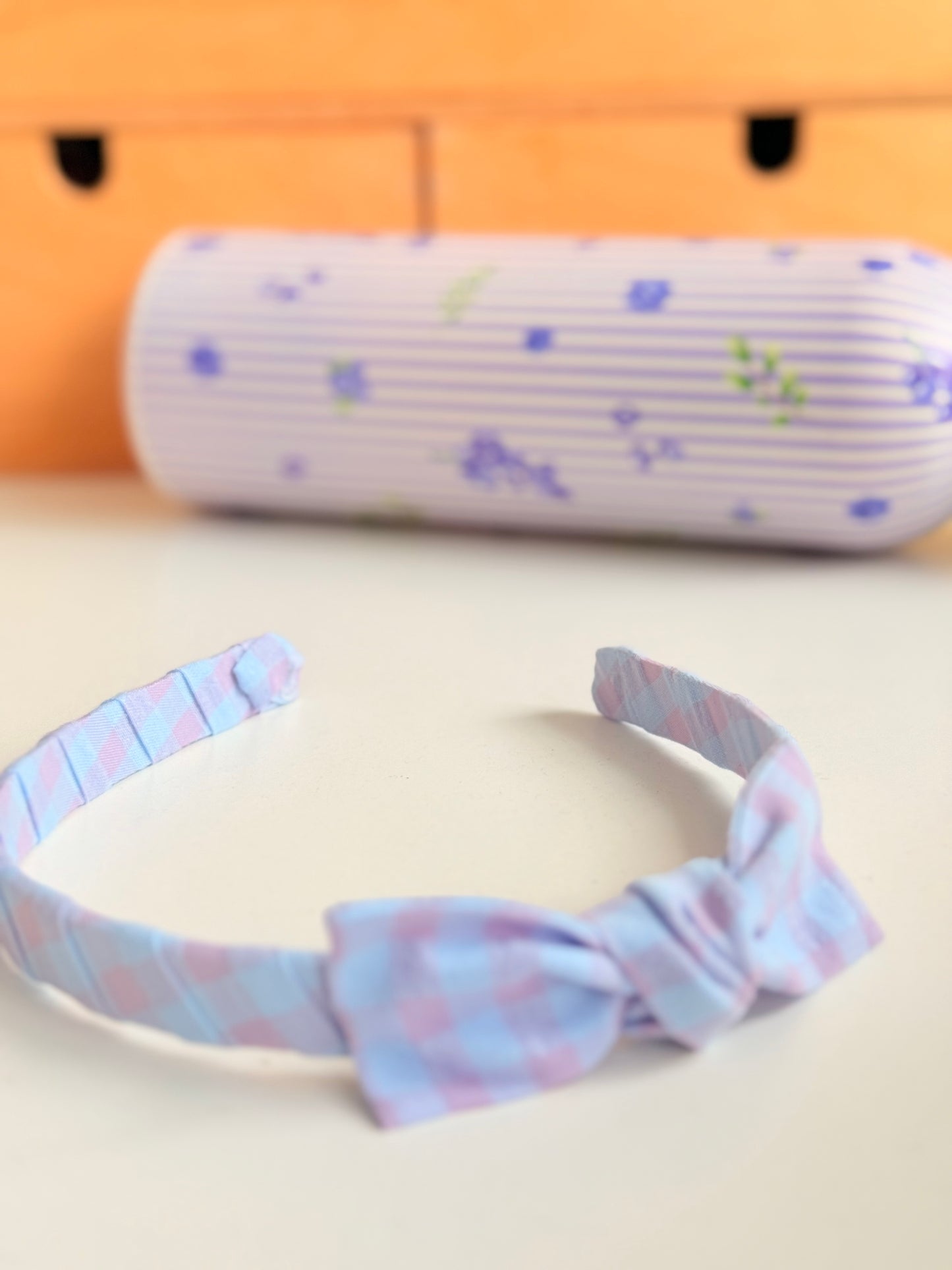 Diadema Lazo Vichy Seersucker Violeta