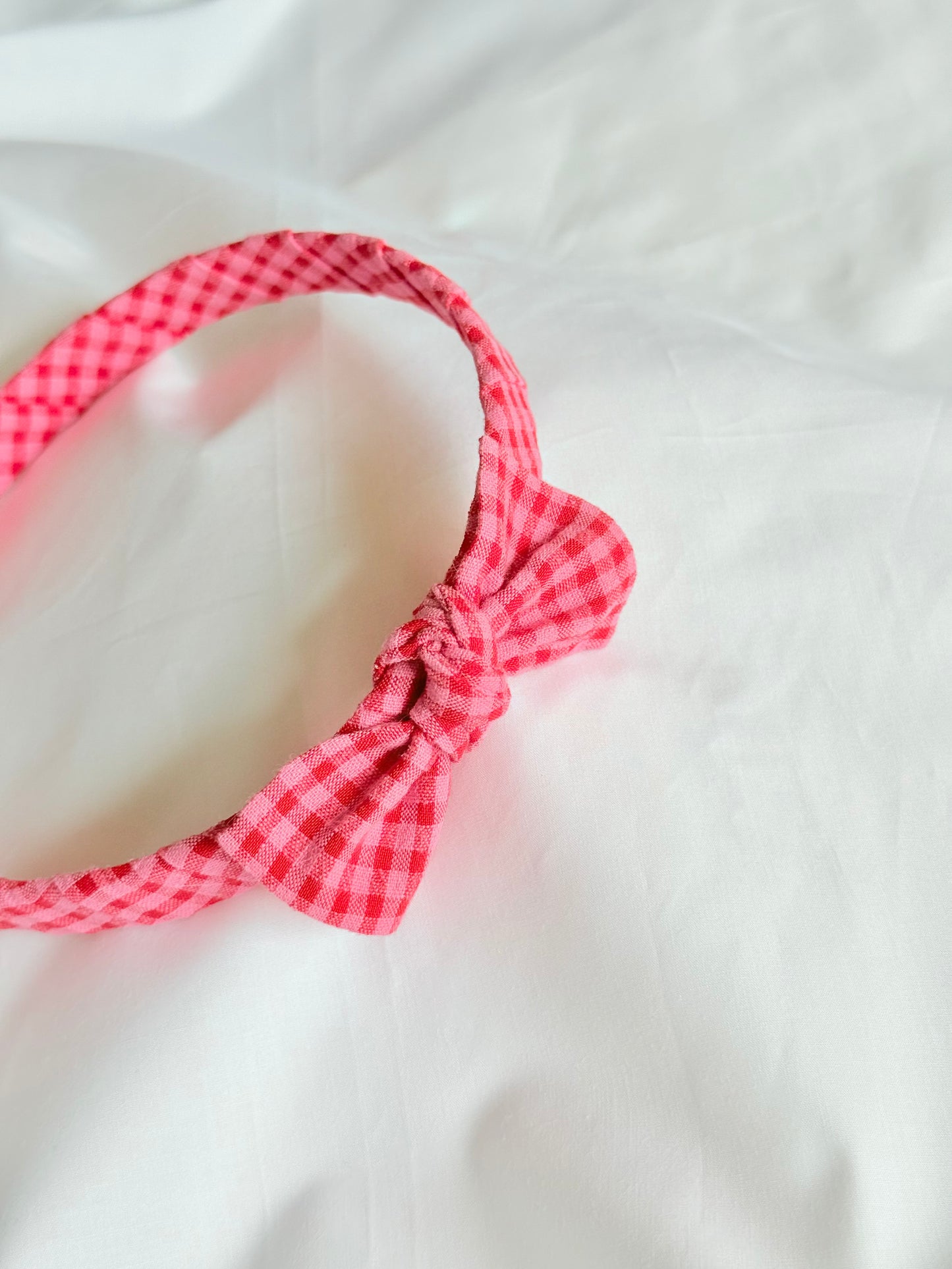 Diadema Lazo Vichy Rosa y Rojo