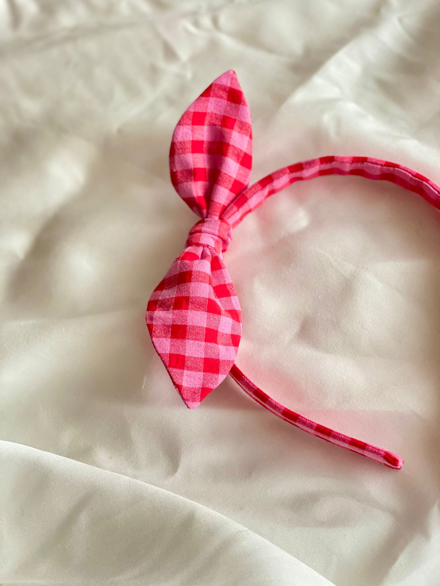 Diadema Orejitas Vichy Rosa y Rojo