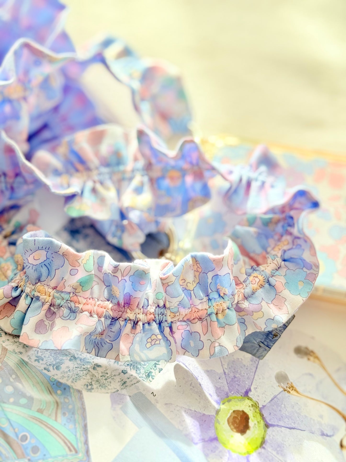 Conjunto Cuelga Movil Rizado Liberty Betsy Celeste y Vichy