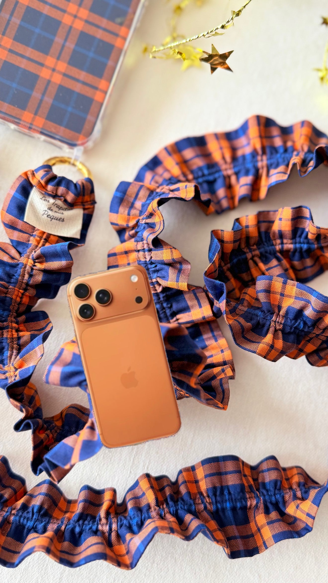 Conjunto Cuelga Movil Tartan Naranja