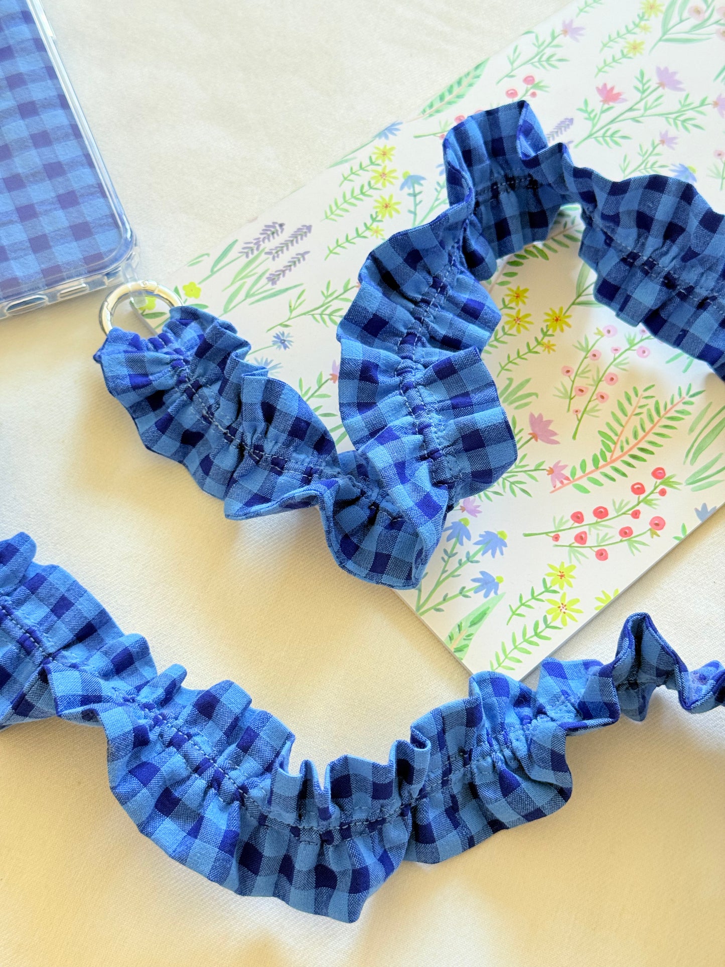 Conjunto Cuelga Movil Rizado Vichy Flúor Azul Seersucker