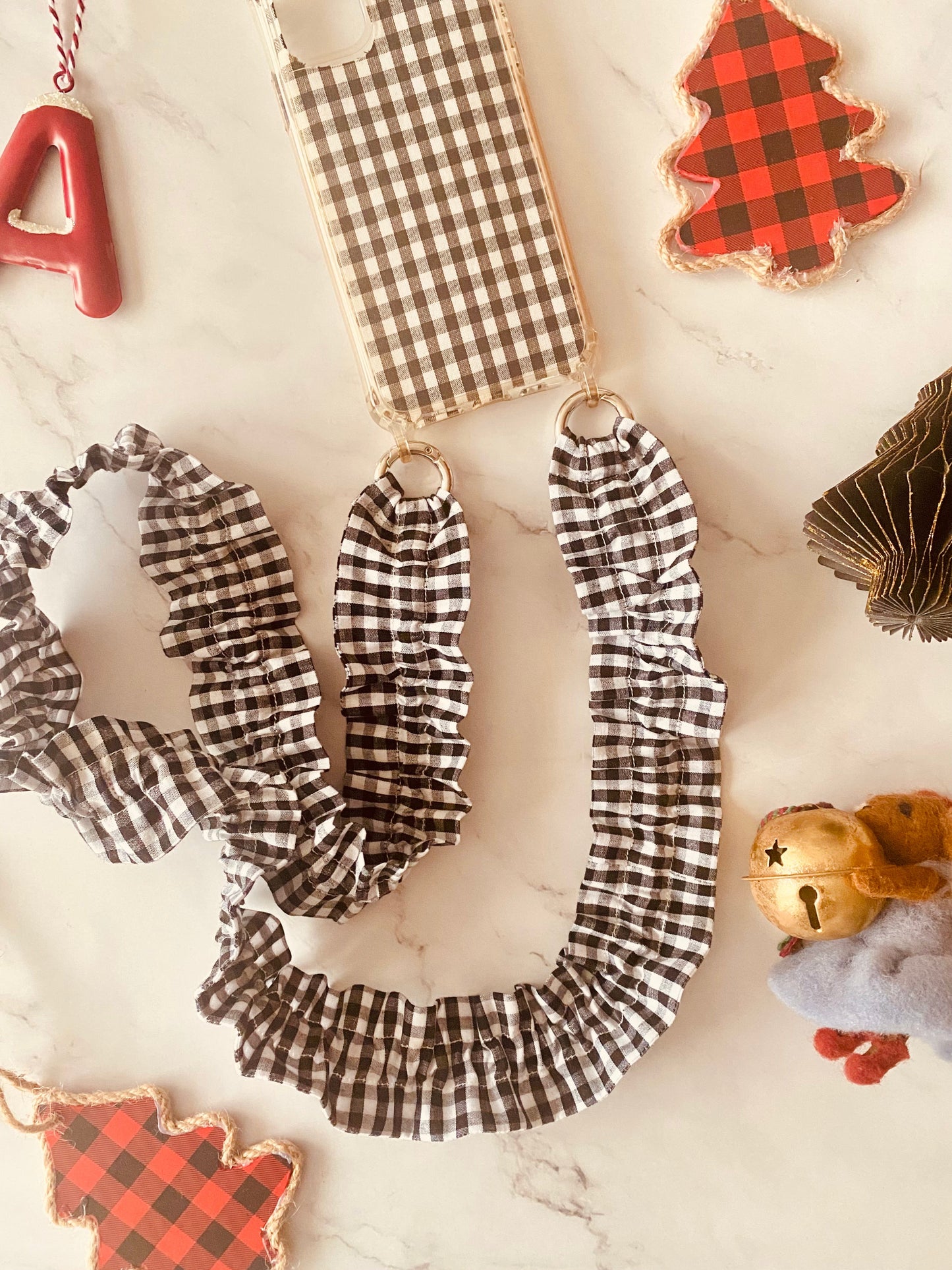 Conjunto Cuelga Movil Rizado Vichy Negro