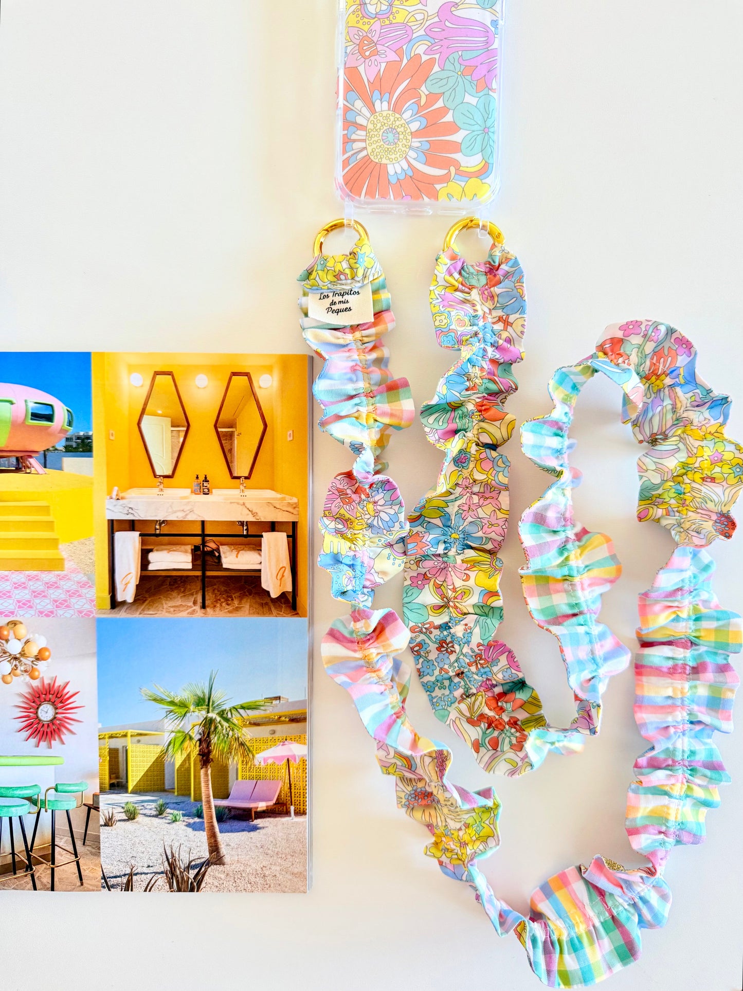 Conjunto Cuelga Móvil Rizado Liberty Rainbow y Cuadros