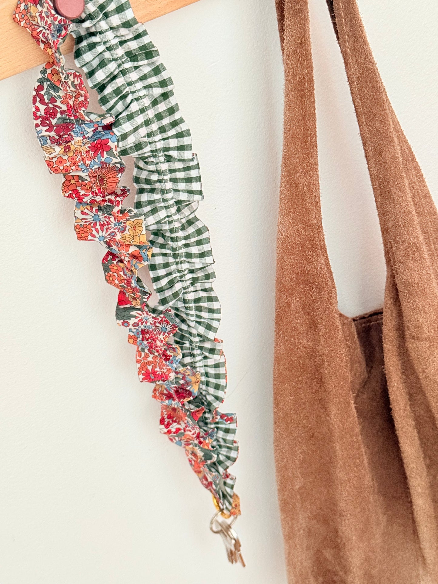 Cuelga Llaves / Landyards Rizado Liberty Bloom y Vichy verde