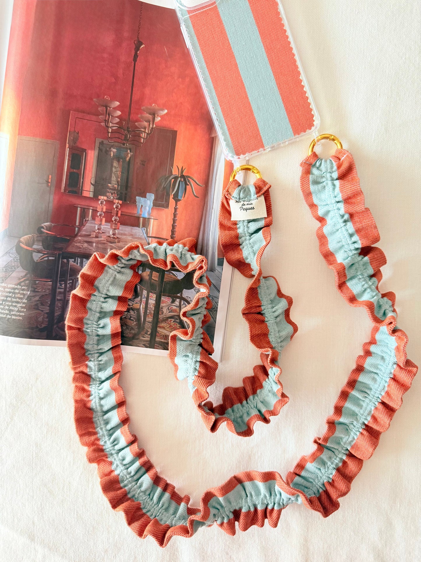 Conjunto Cuelga Movil Rayas azul y cobre