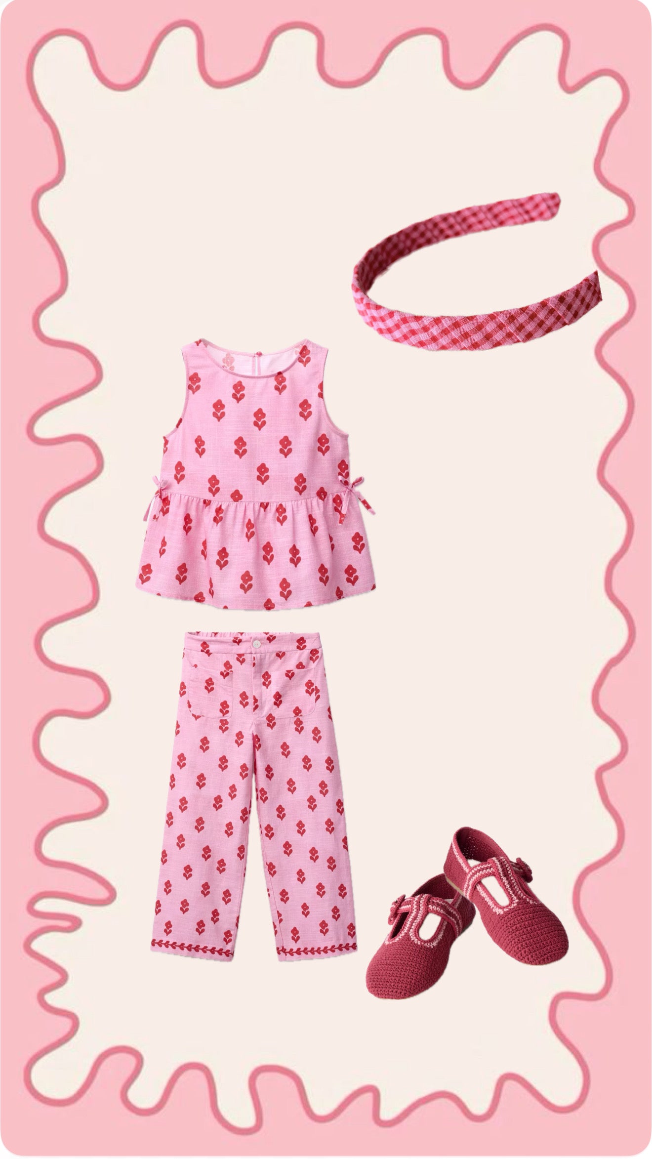 Diadema Vichy Rosa y Rojo