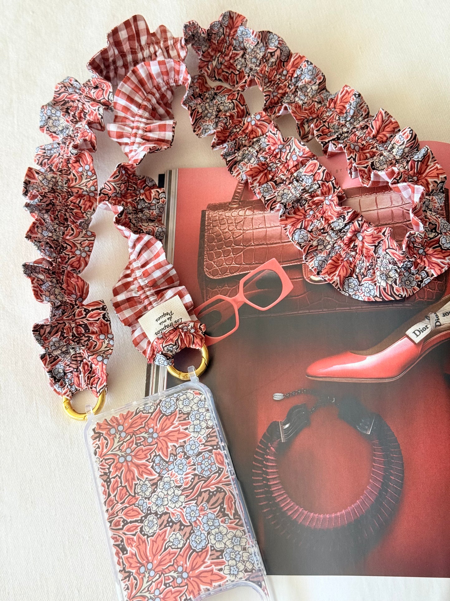 Conjunto Cuelga Móvil Liberty Siena y Vichy Burdeos
