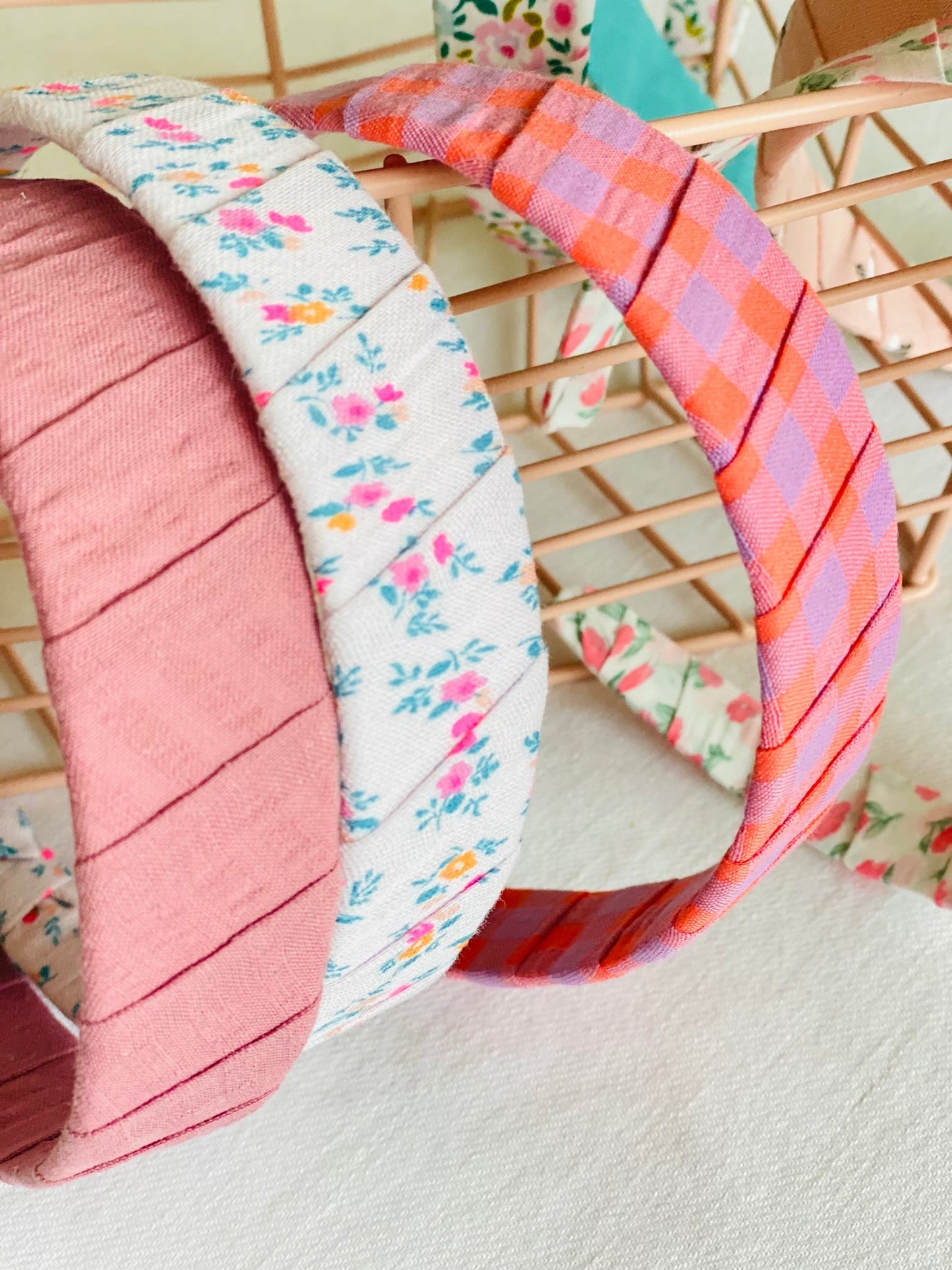 Diadema Vichy Rosa y Lila