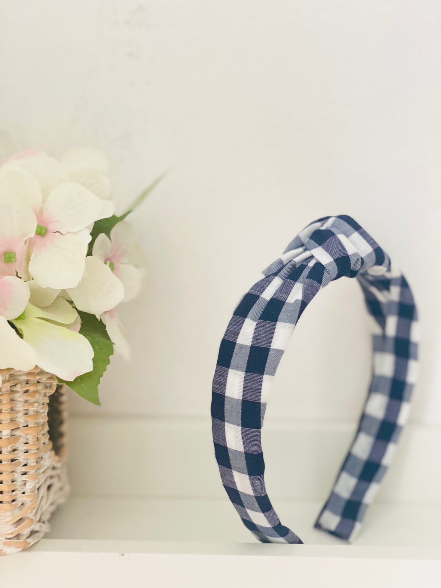 Diadema Nudo Vichy Grande Vichy Azul Marino