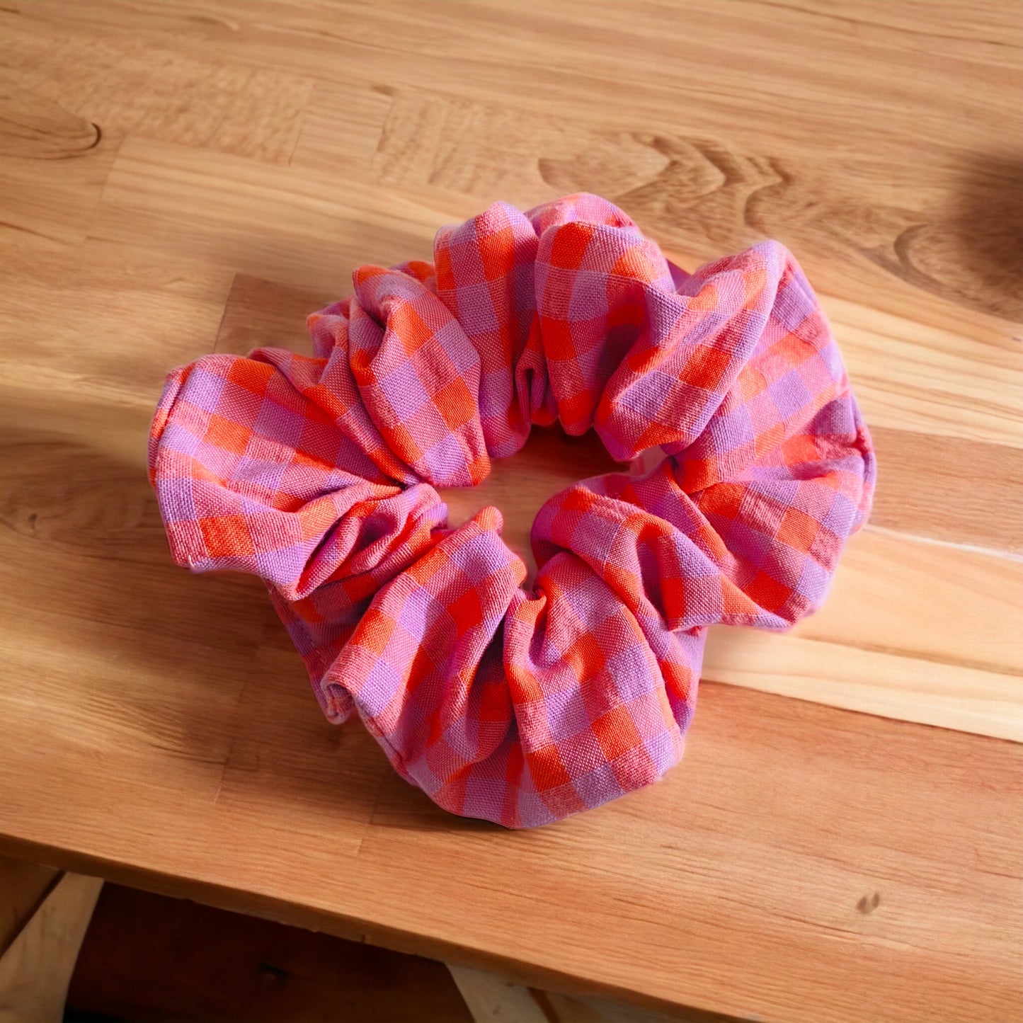 Scrunchie Vichy Lila y Naranja