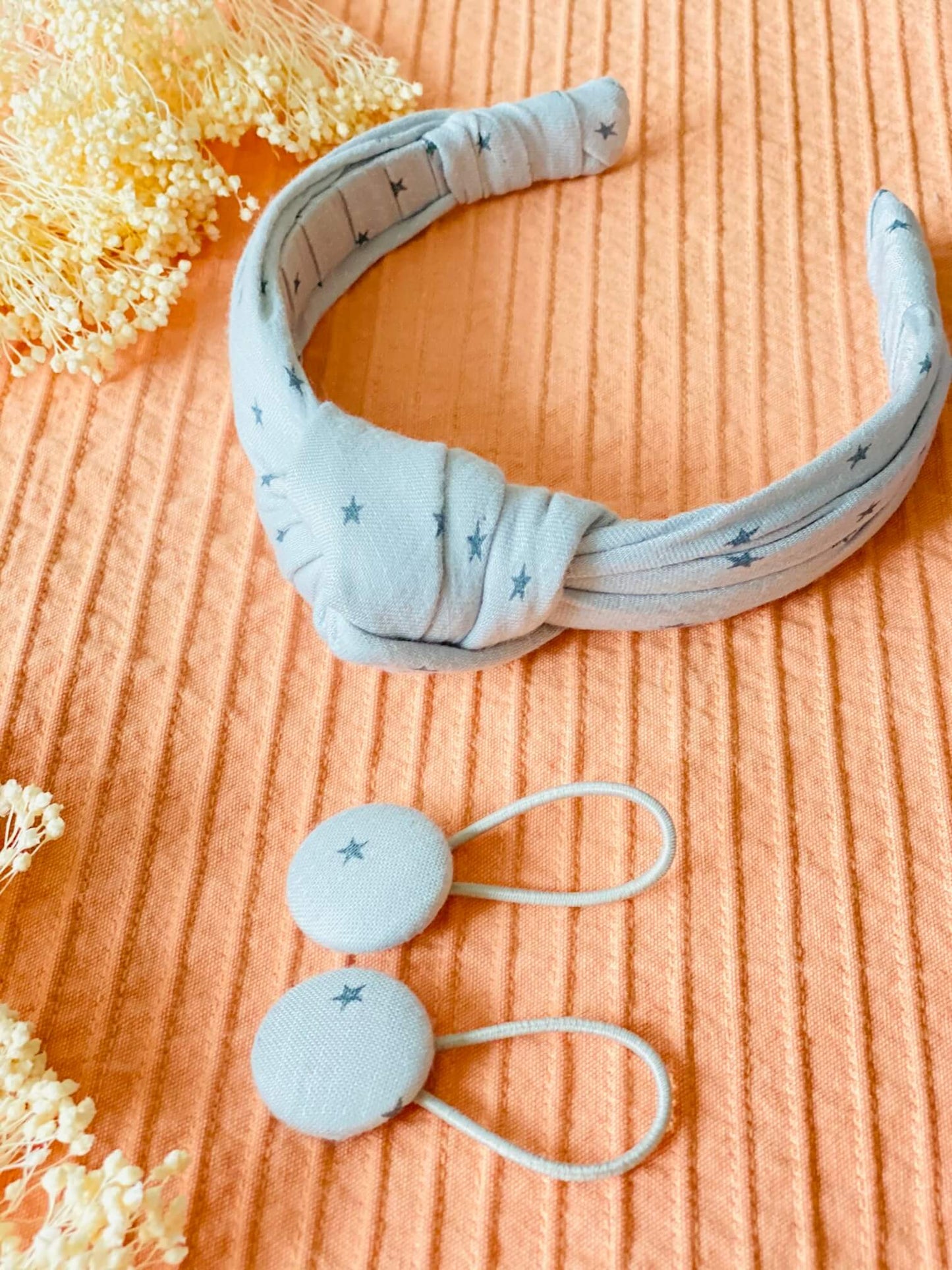 Diadema Nudo Bambula Gris Estrellas