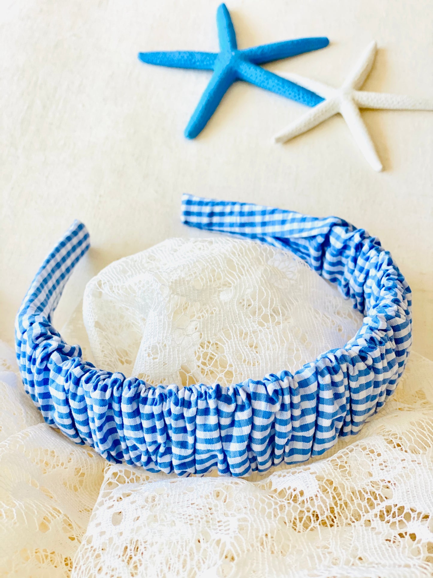 Diadema Scrunchie Vichy Azul