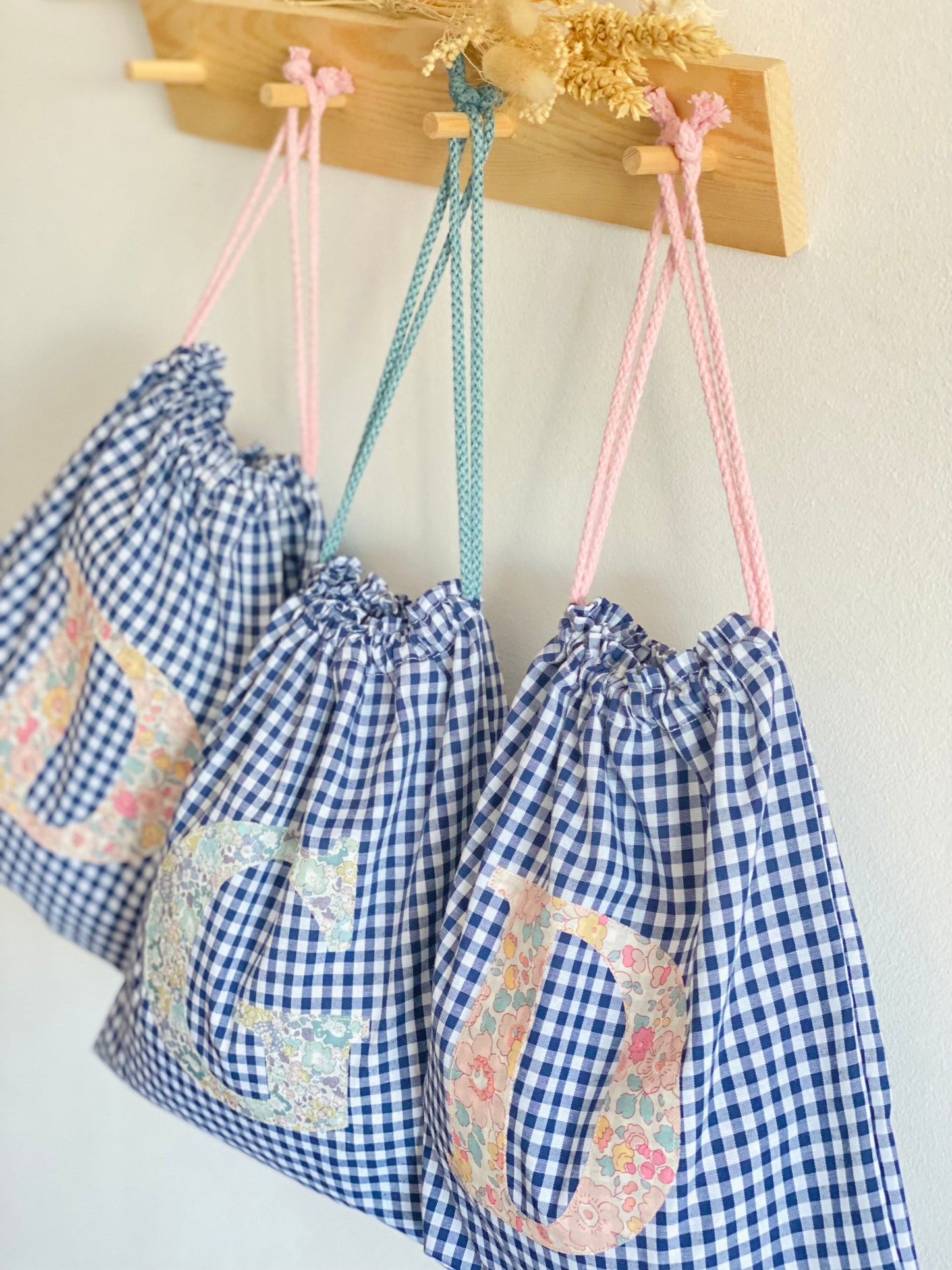 Bolsita Vichy Azul Marino y Liberty Michelle Lila