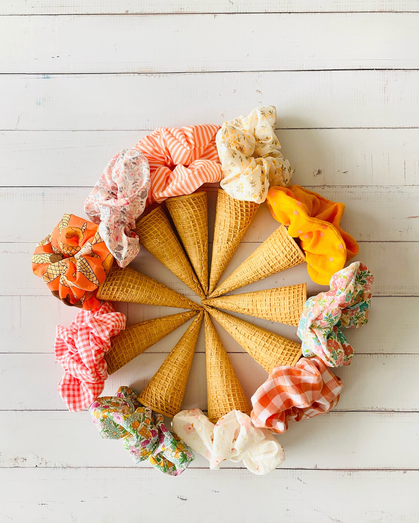 Scrunchie Vichy Pequeño Naranja