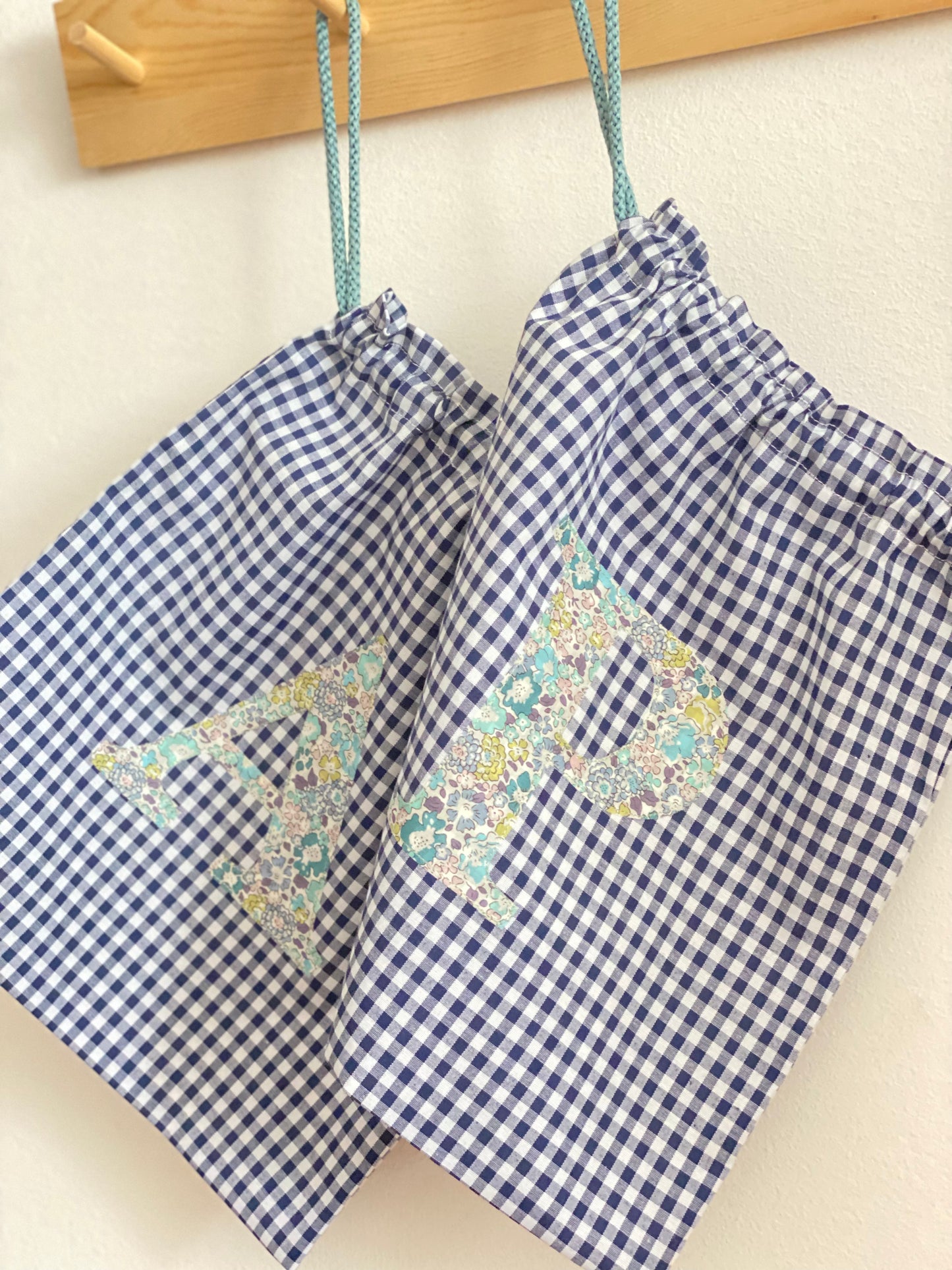 Bolsita Vichy Azul Marino y Liberty Michelle Lila