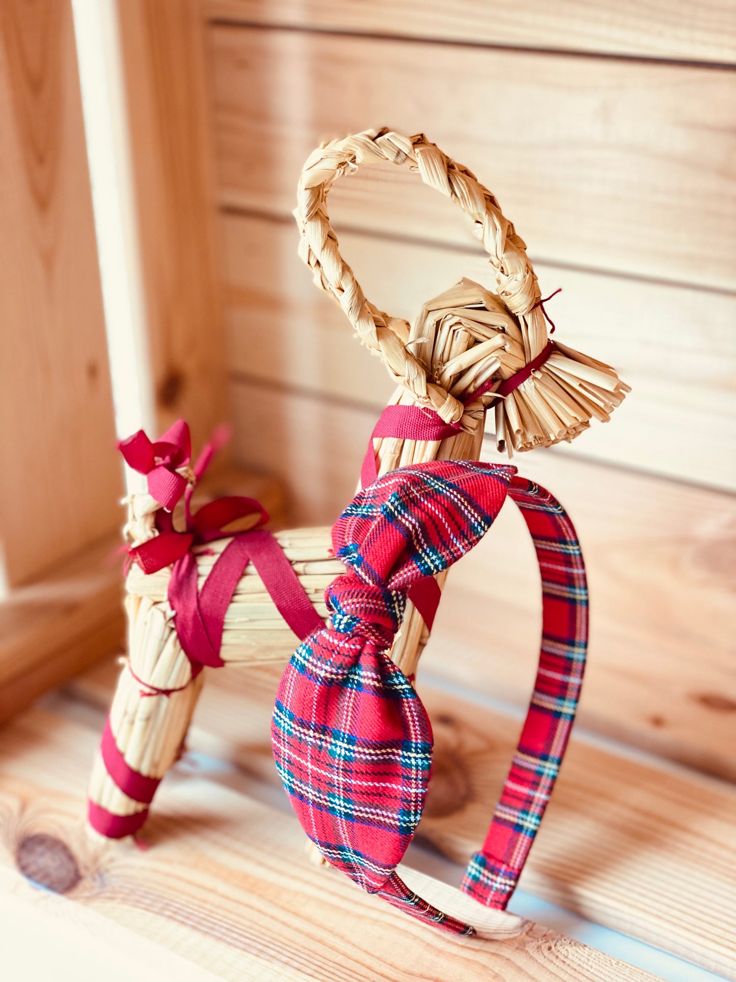 Diadema Orejitas Tartán Rojo