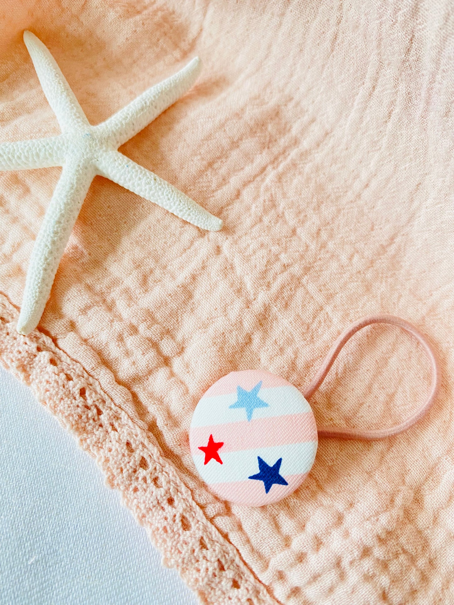Coletero Botón Rayas y Estrellas Rosa Navy