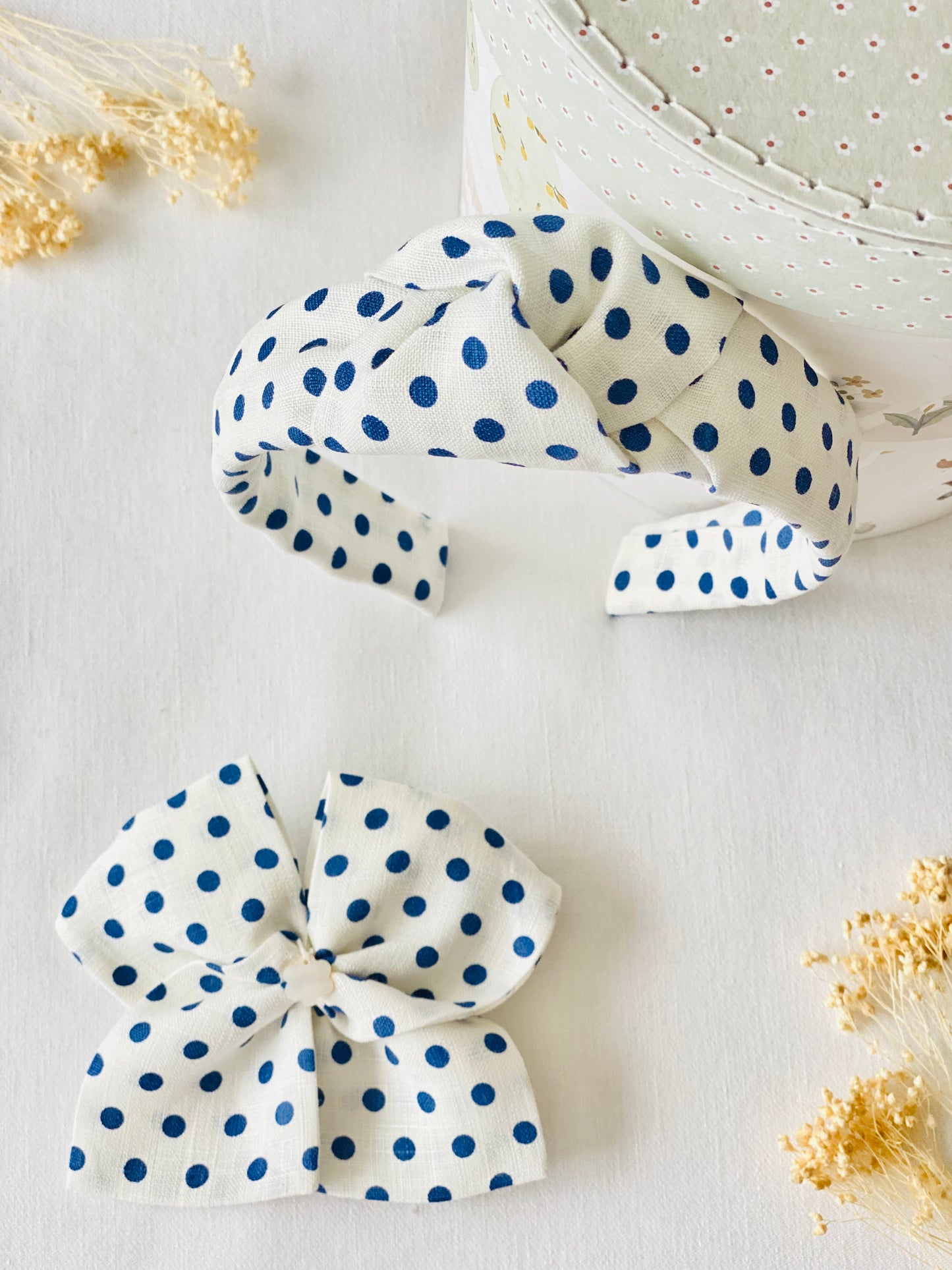 Diadema Nudo Lunares Marino