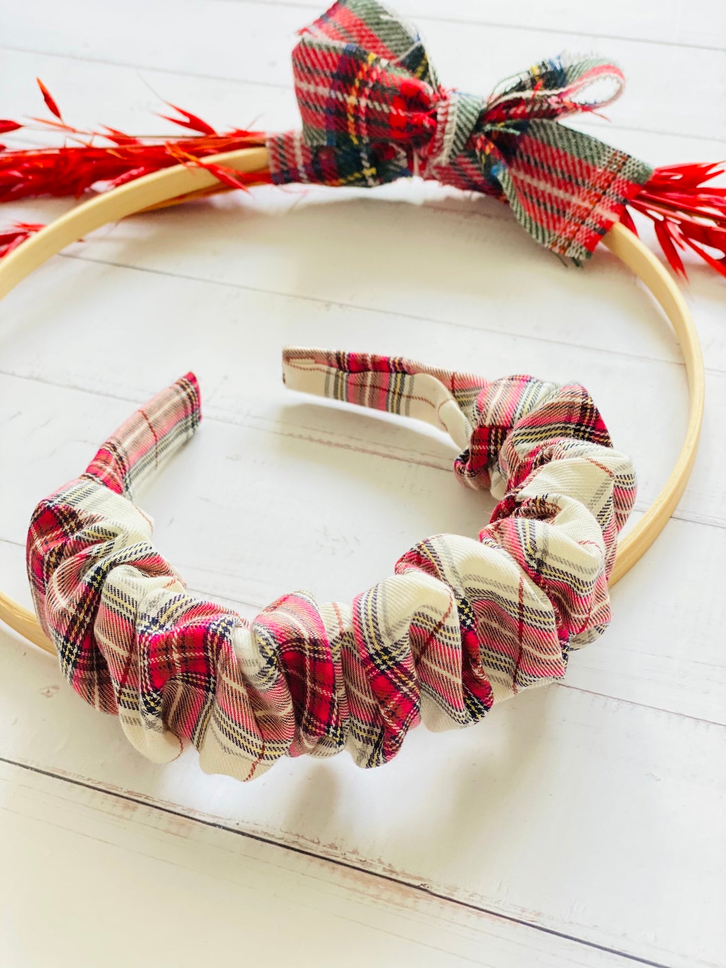 Diadema Scrunchie Tartán Granate